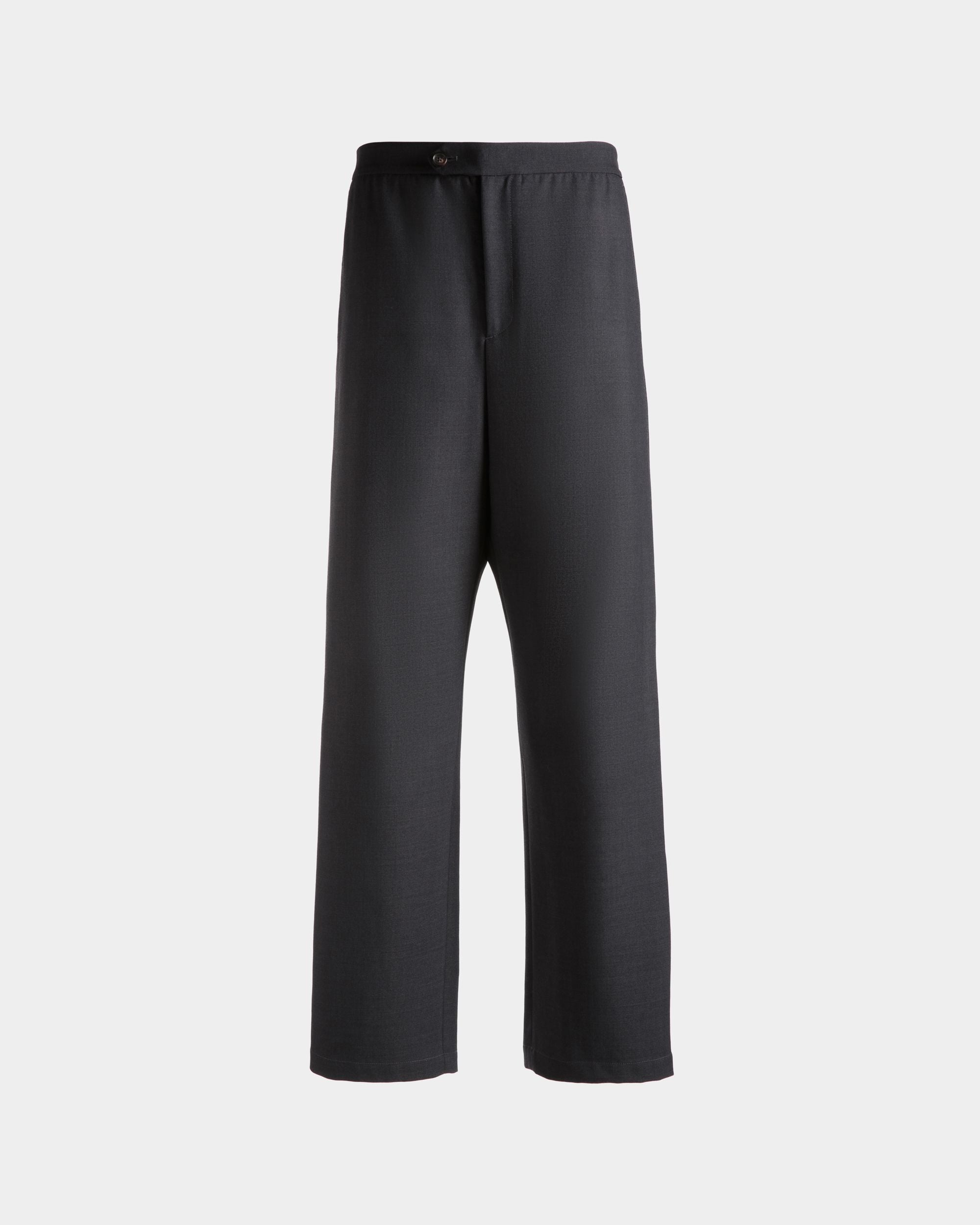 Bally Global - Loose Fit Pants in Dark Grey Wool Blend - Grey