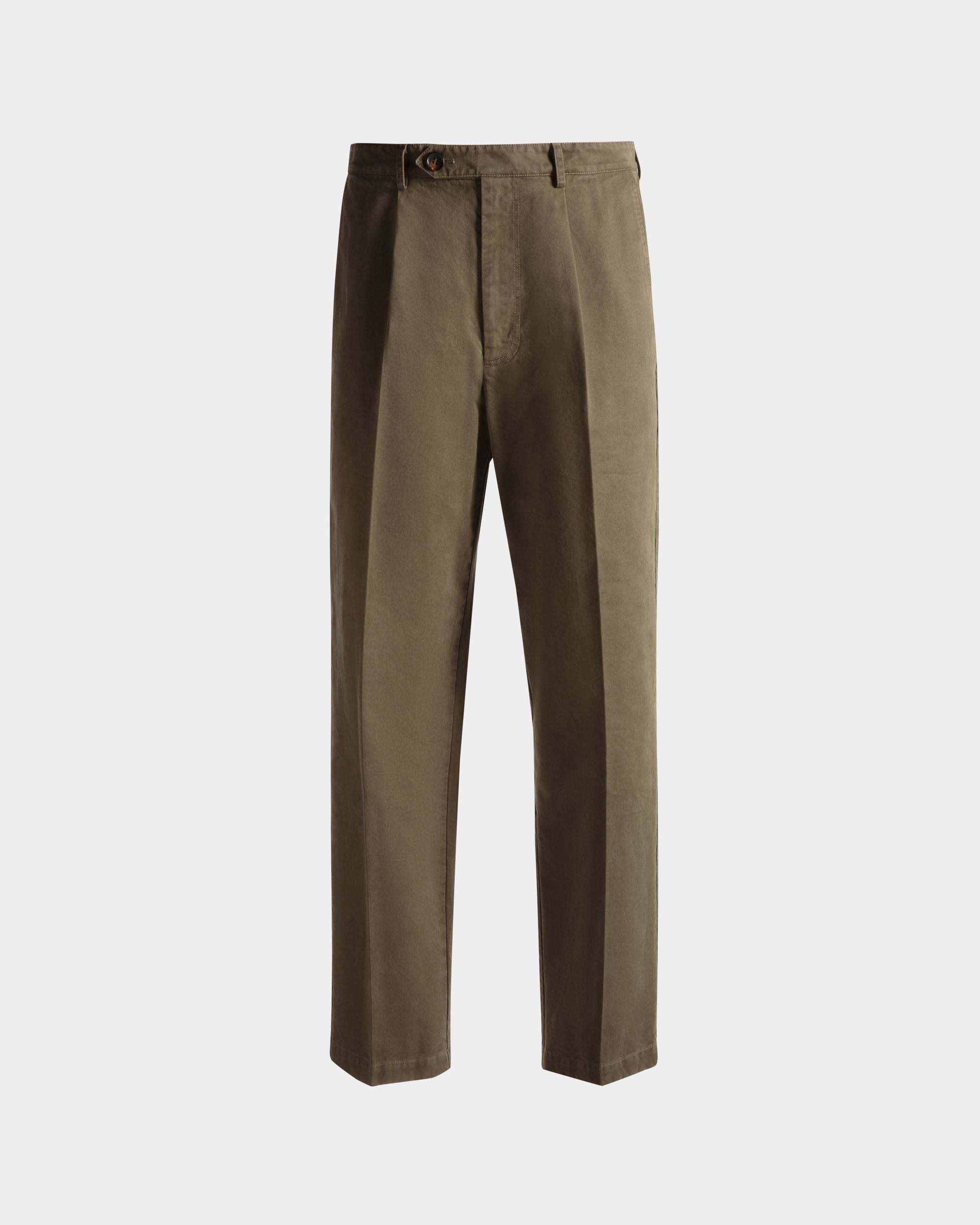 Bally Global - Regular Pleated Pants In Military Green Cotton - Green