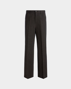 Tailored Pants With a Pinstripe Pattern in Grey Wool Blend