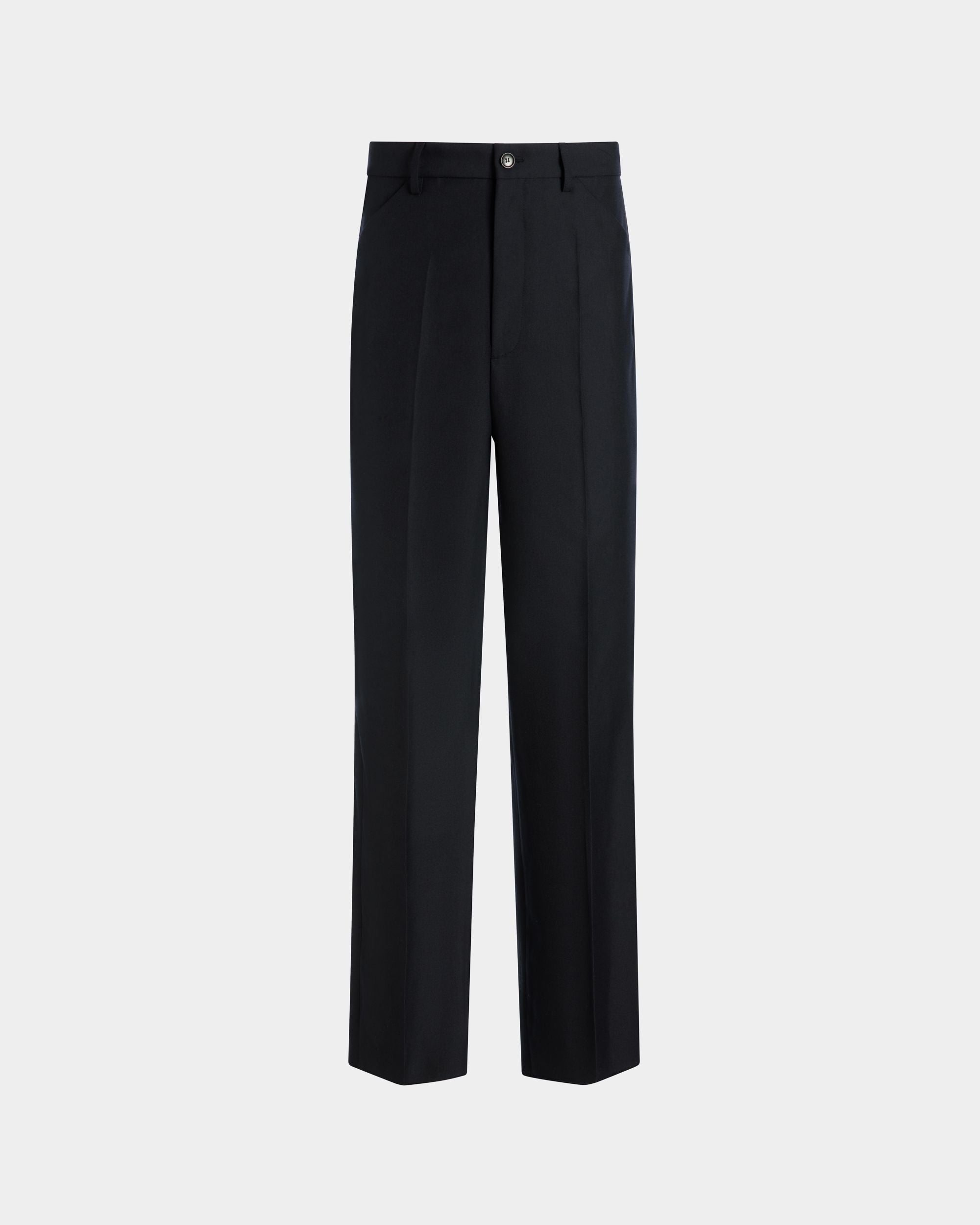 Bally Global - Tailored Pants in Navy Blue Wool Blend - Blue