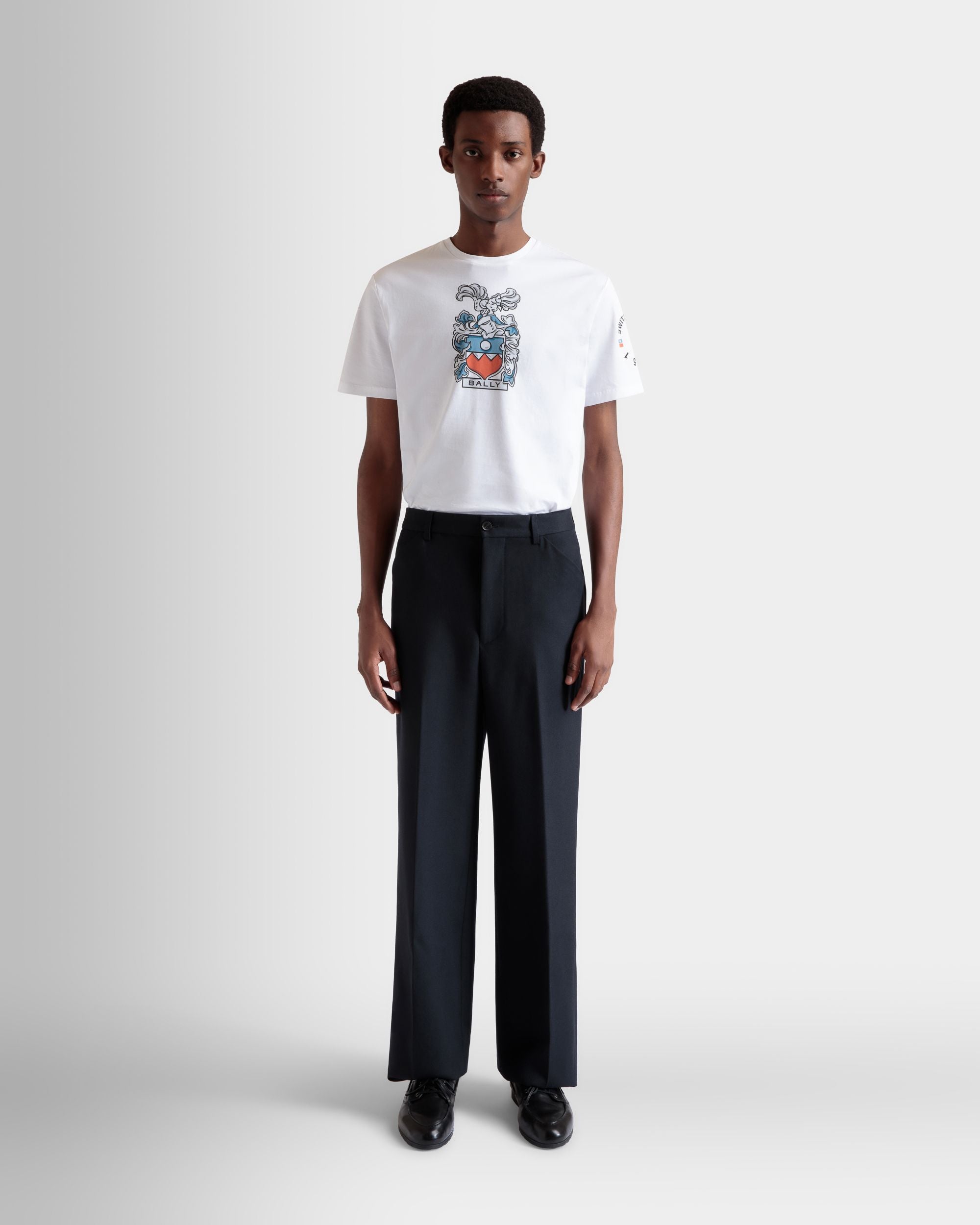 Bally Global - Flared Pants In Navy Blue Wool - Blue
