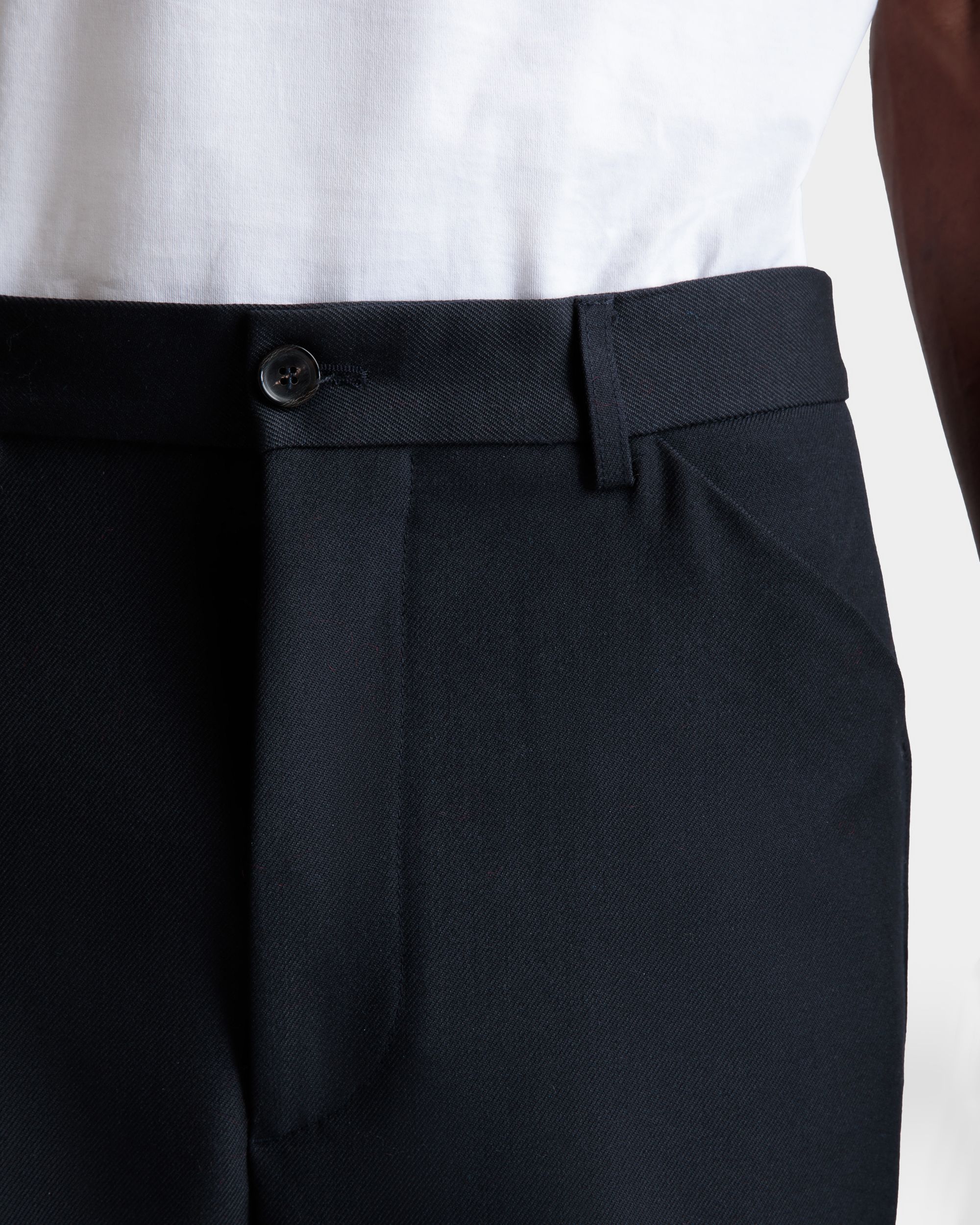 Bally Global - Flared Pants In Navy Blue Wool - Blue