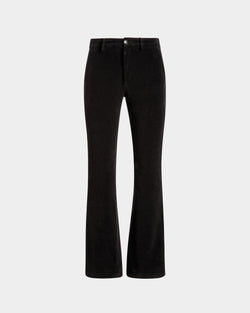 Flared Pants In Black Cotton Corduroy