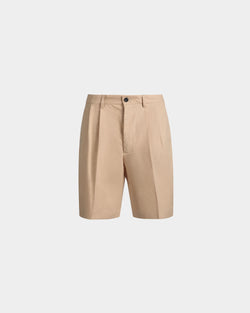 Pantalón Corto Plisado De Mezcla De Algodón Cream