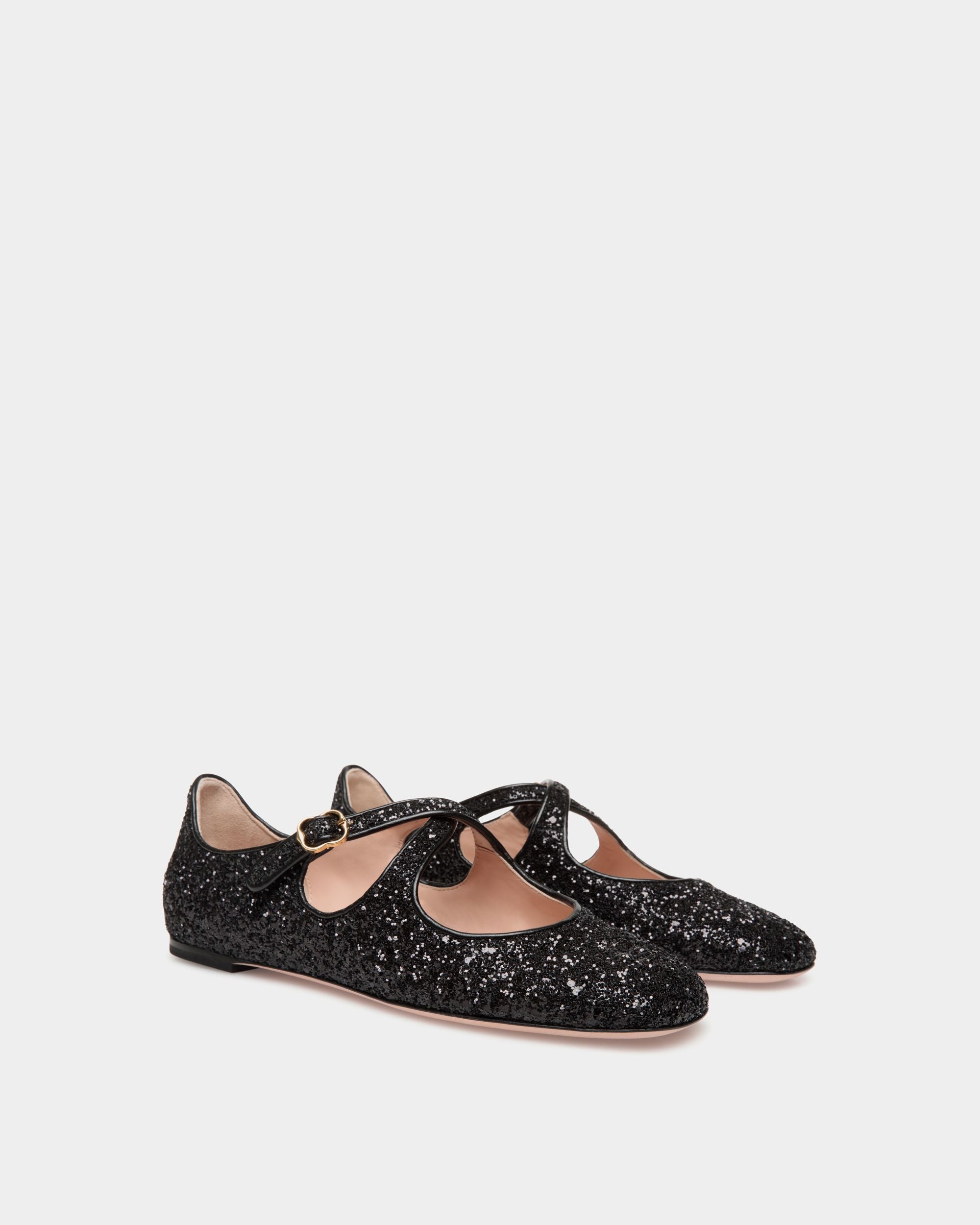 Bally Global - Ballyrina Flat in Black Glitter - Noir