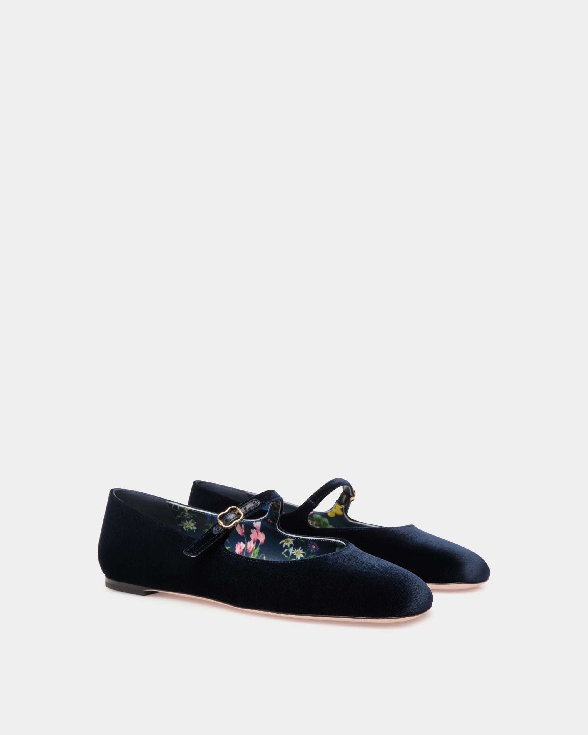 Bally Global - Zapato Plano Ballyrina De Terciopelo Navy Blue - Azul