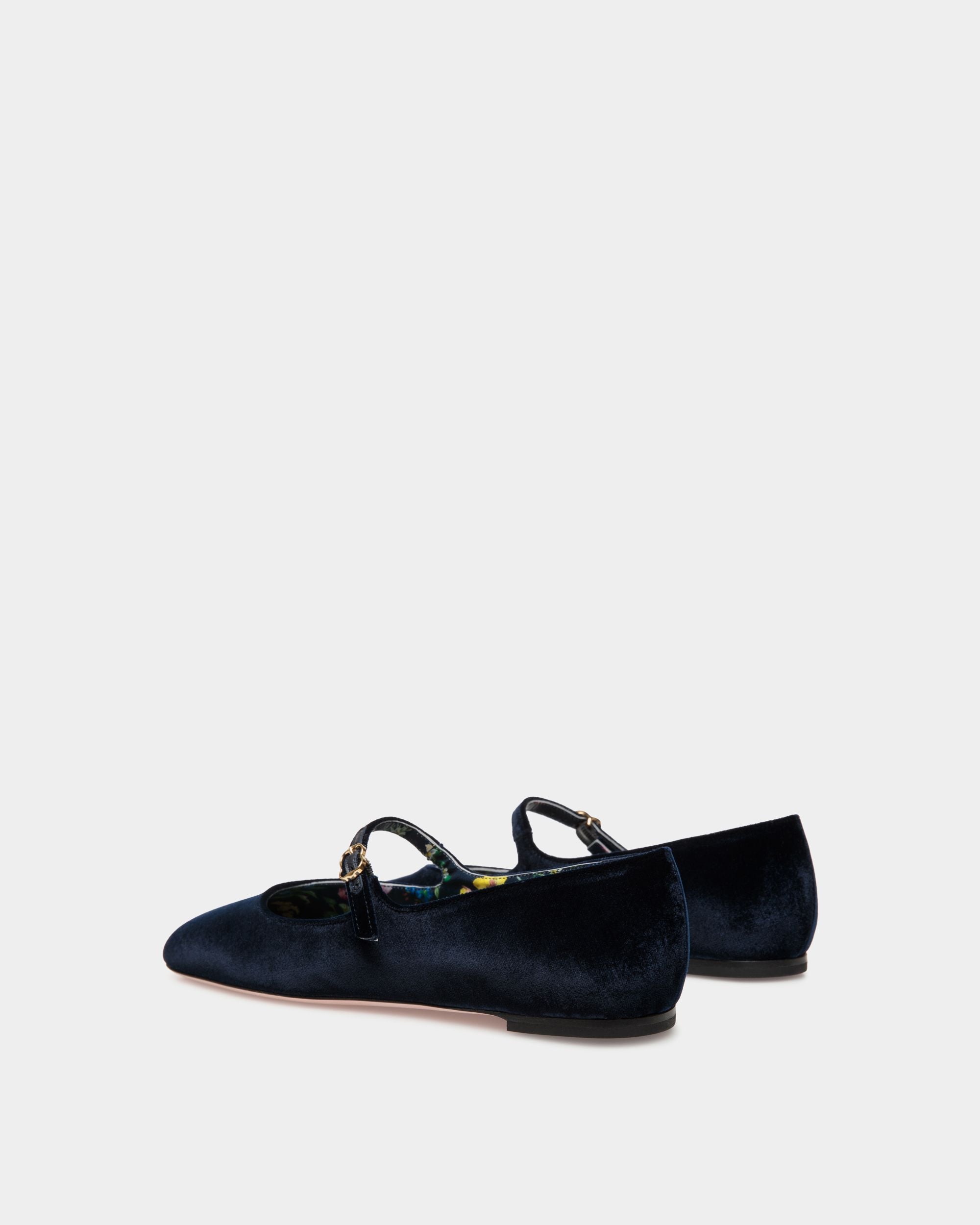 Bally Global - Zapato Plano Ballyrina De Terciopelo Navy Blue - Azul