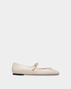 Ballyrina Mary-Jane Flat In White Leather