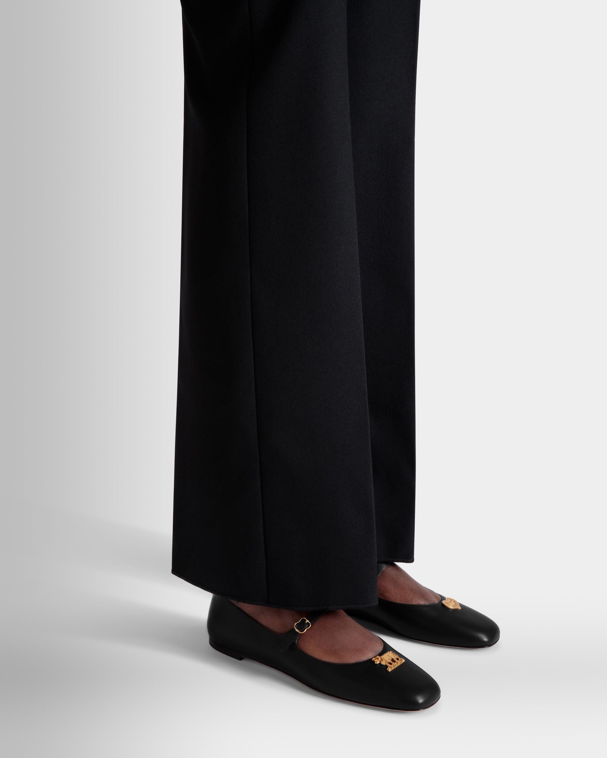 Bally Global - Zapato Plano Estilo Merceditas Ballyrina De Piel Negra - Negro