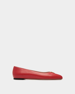 Chaussure Plate Ballyrina En Cuir Rouge