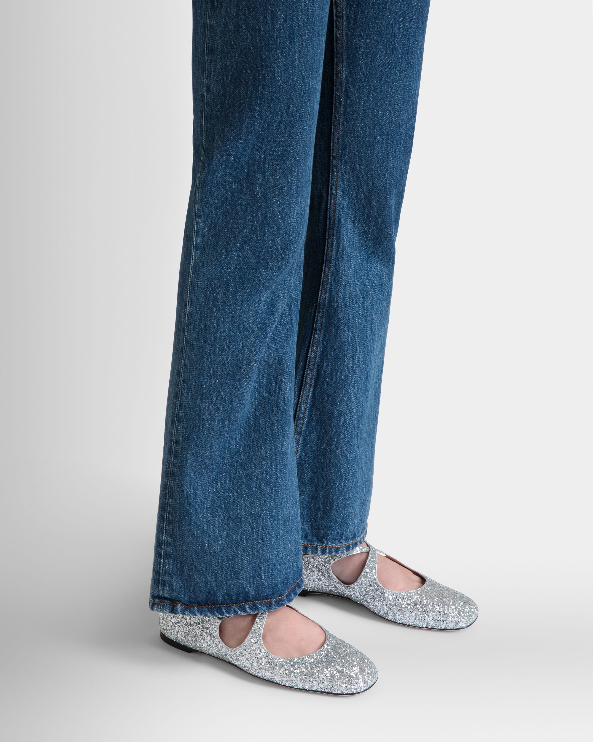 Bally Global - Zapato Plano Ballyrina Con Purpurina Plateada - Plata