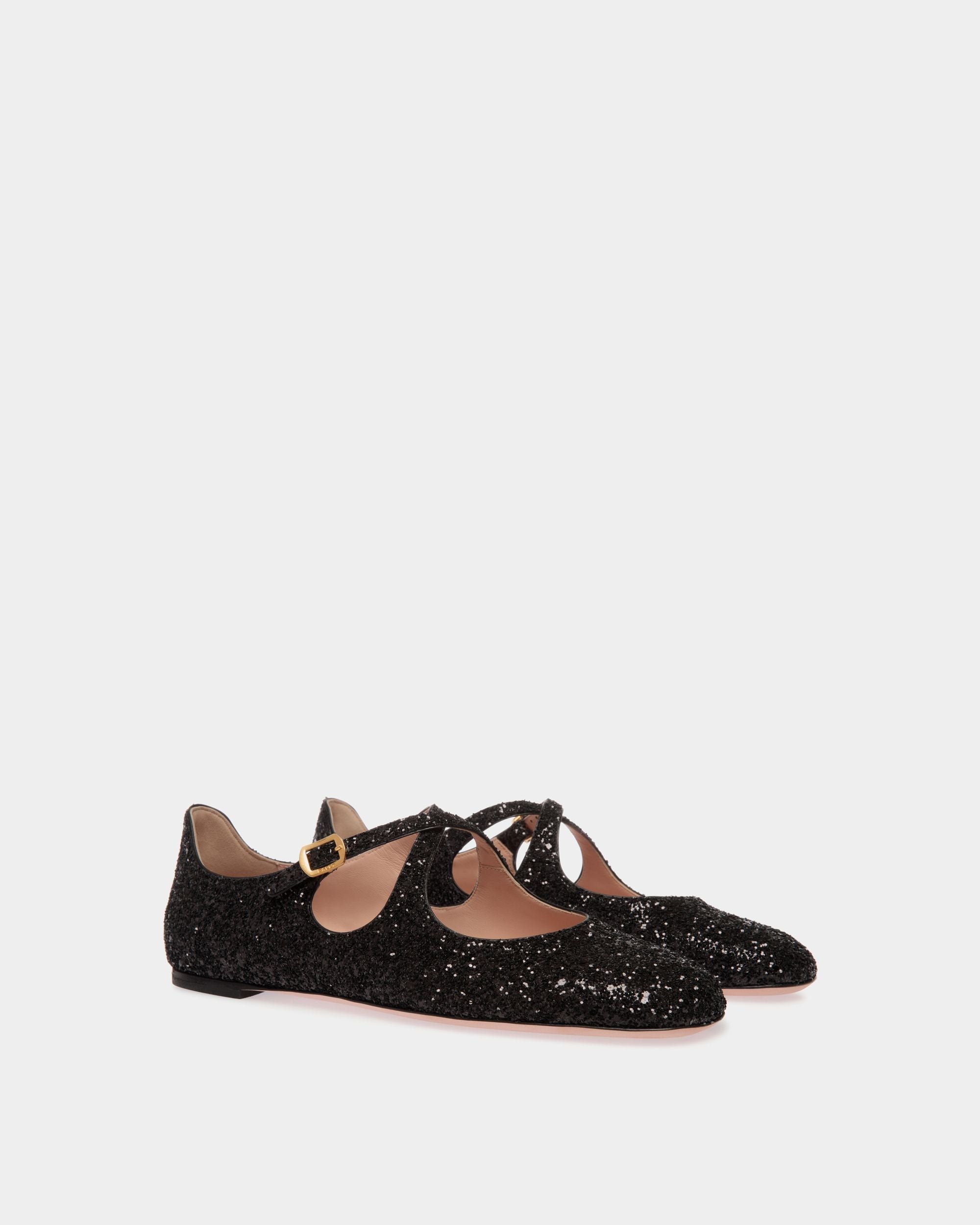 Bally Global - Ballyrina Flat in Black Glitter - Black
