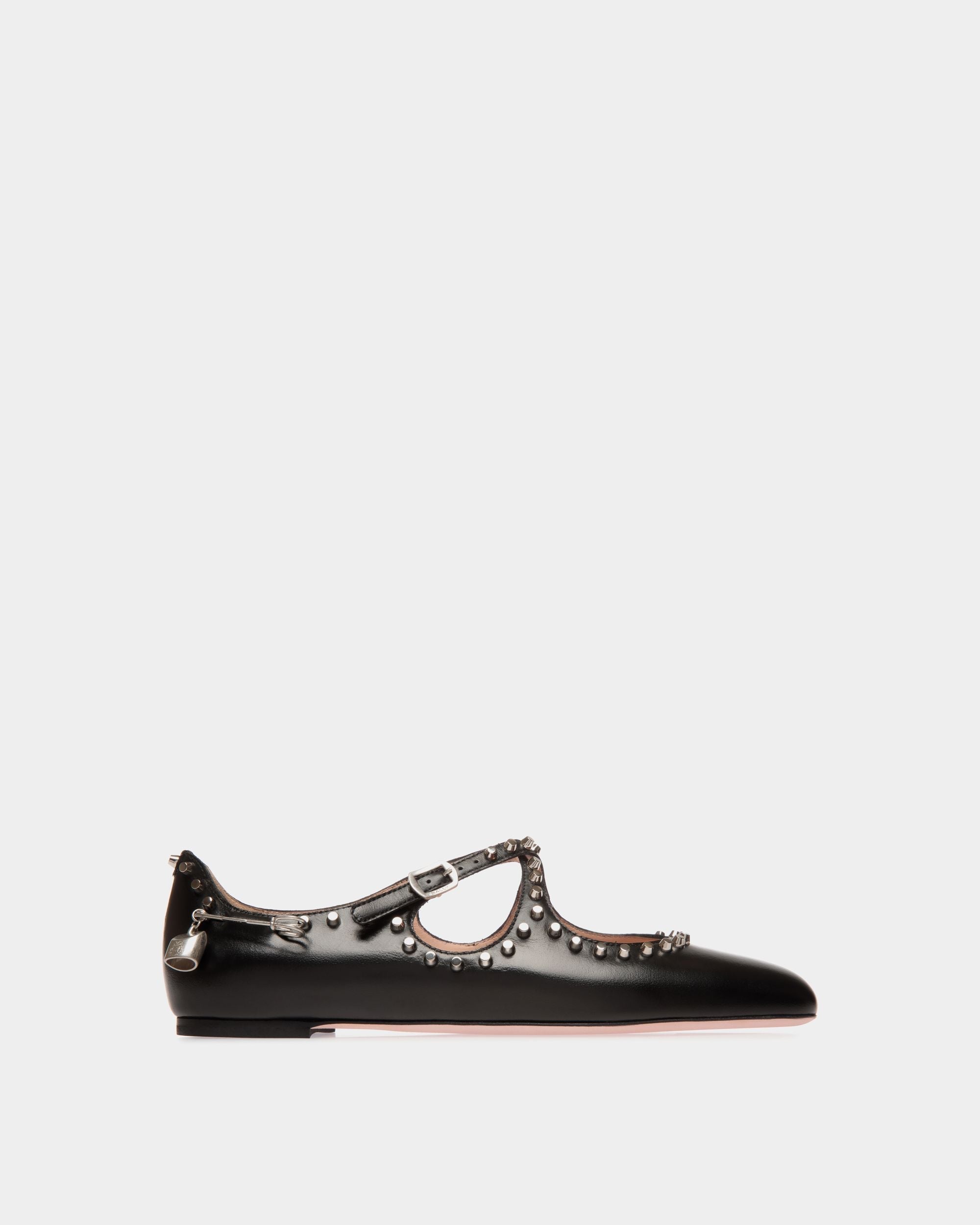 Bally Global - Ballyrina Flat in Black Leather with Studs - Black