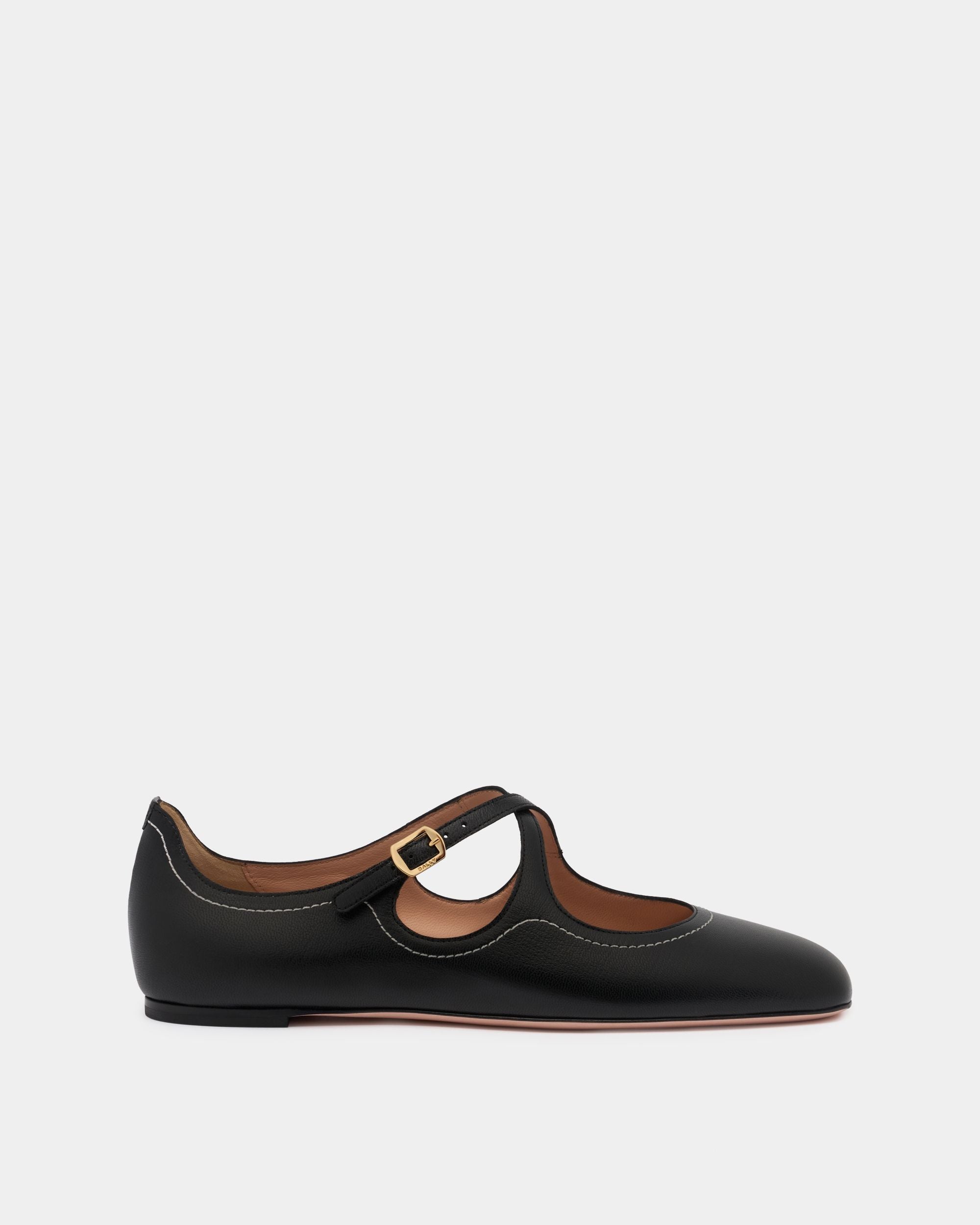 Bally Global - Ballyrina Flat in Black Leather - Black
