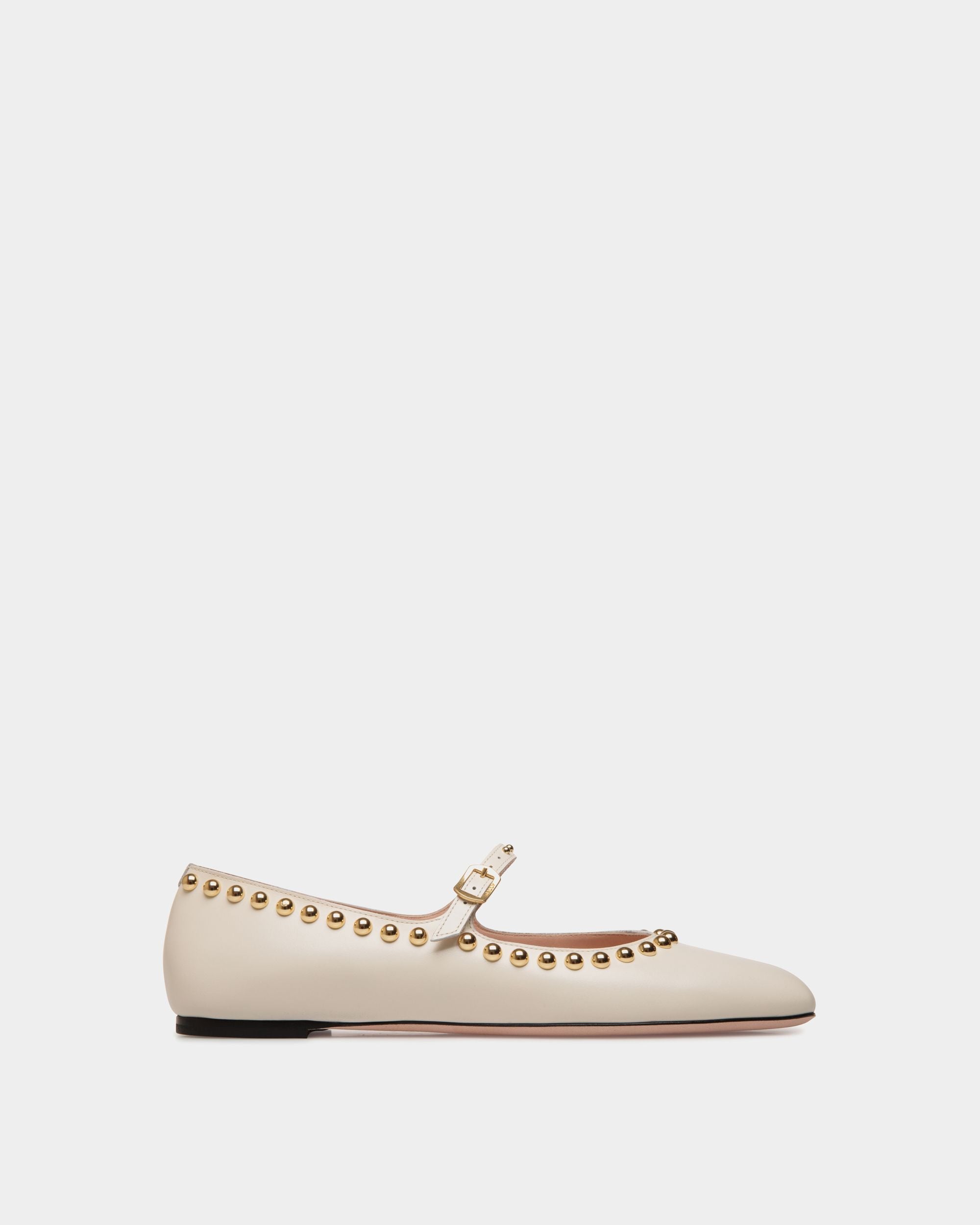 Bally Global - Ballyrina Flat in Ivory Leather - White