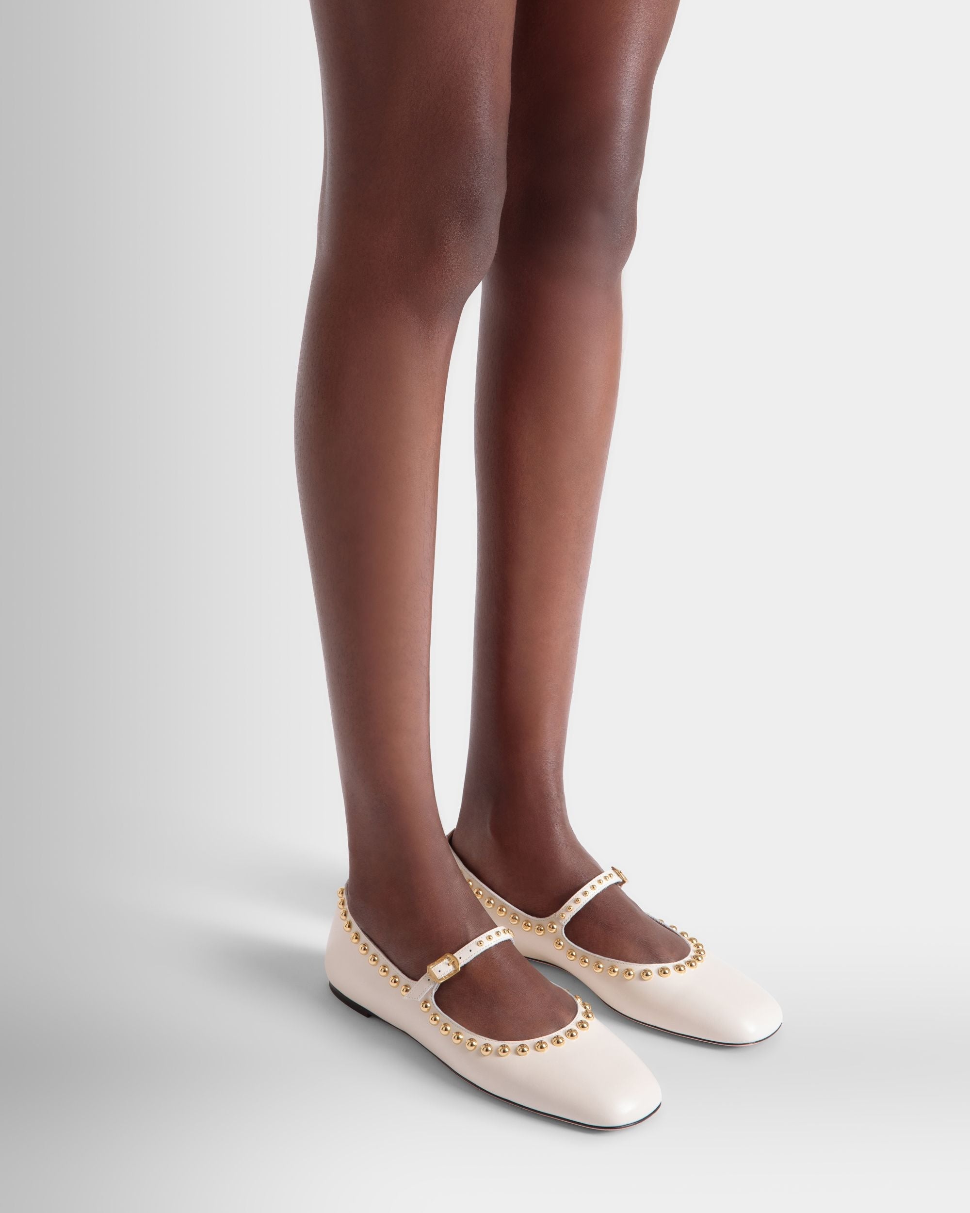 Bally Global - Ballyrina Flat in Ivory Leather - White