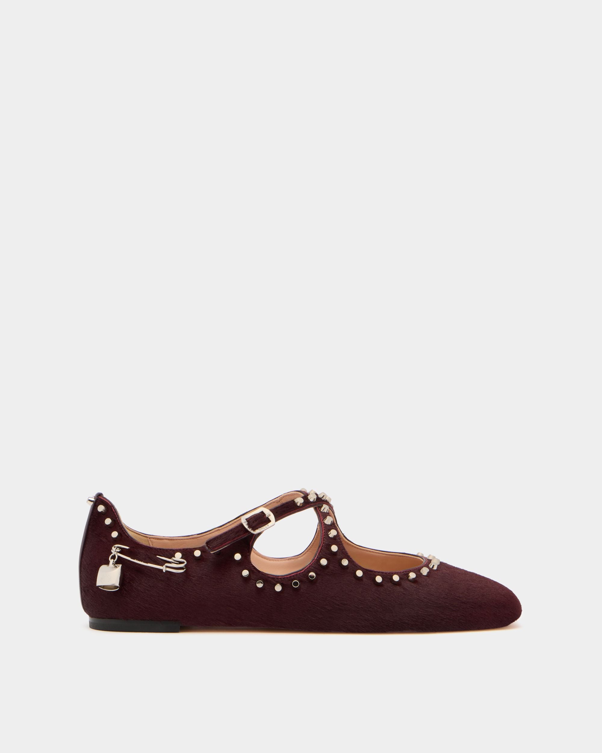 Bally Global - Ballyrina Flat in Syrah Pony Hair - Burgundy
