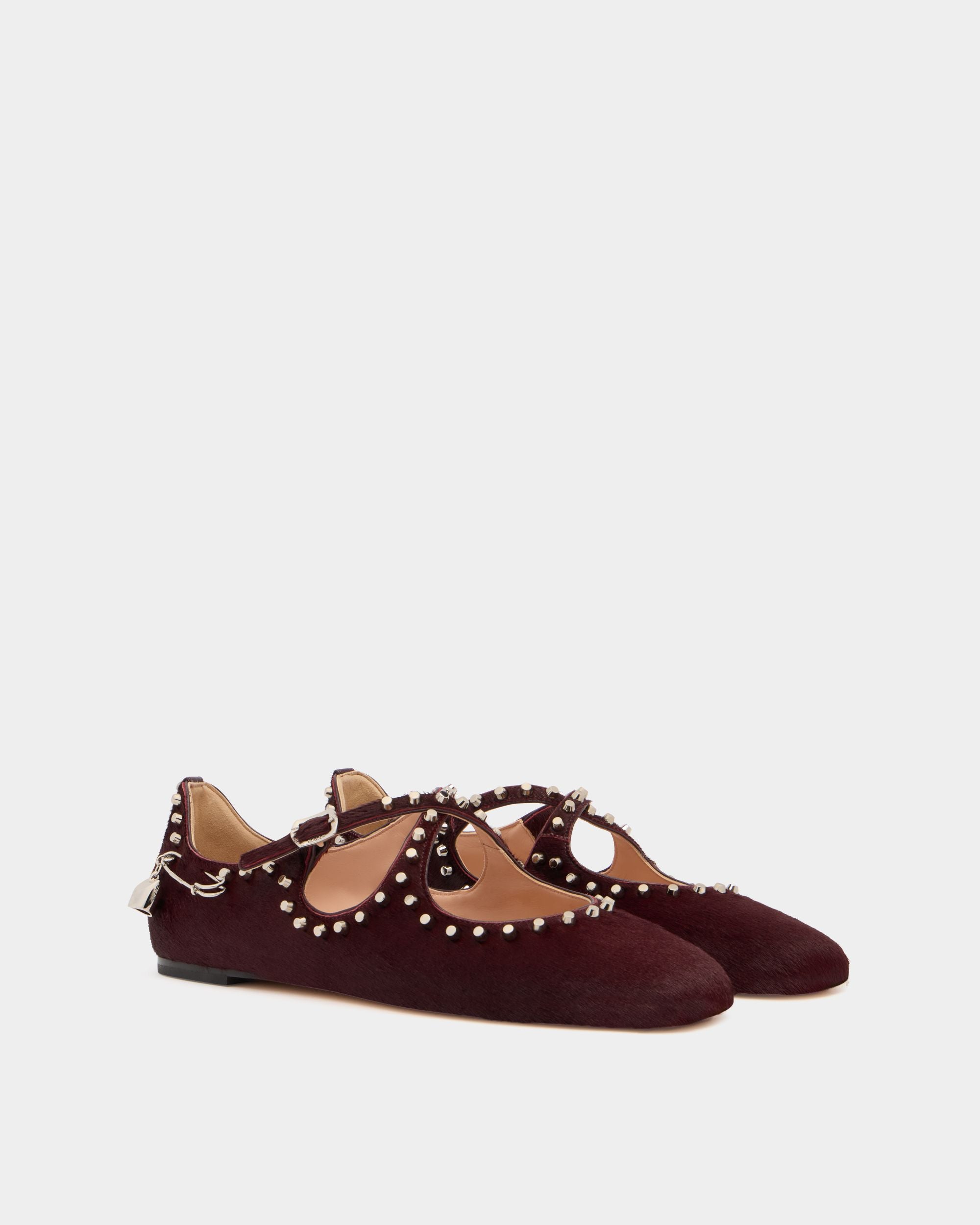 Bally Global - Ballyrina Flat in Syrah Pony Hair - Burgundy