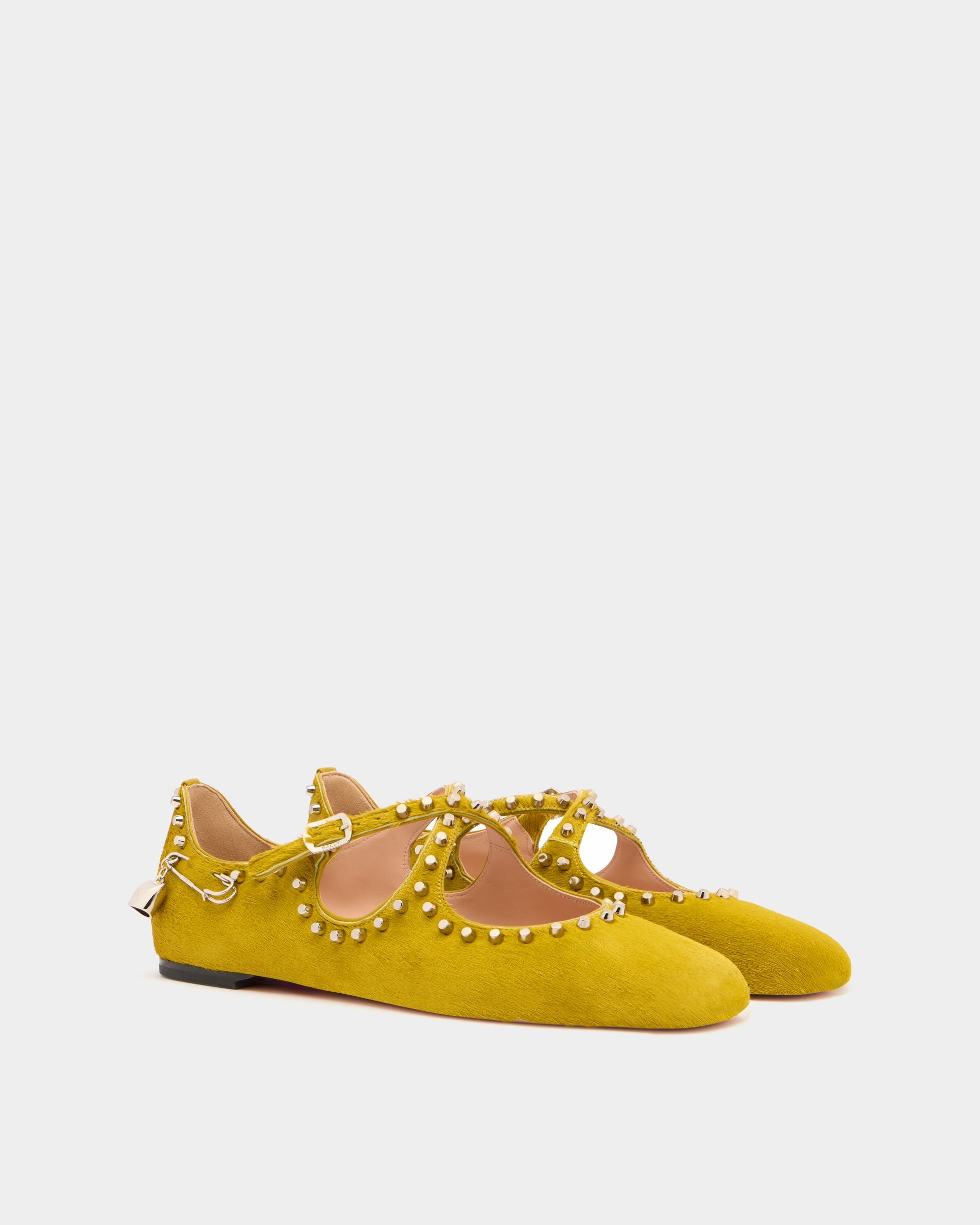 Bally Global - Ballyrina Flat in Matcha Green Pony Hair - Green
