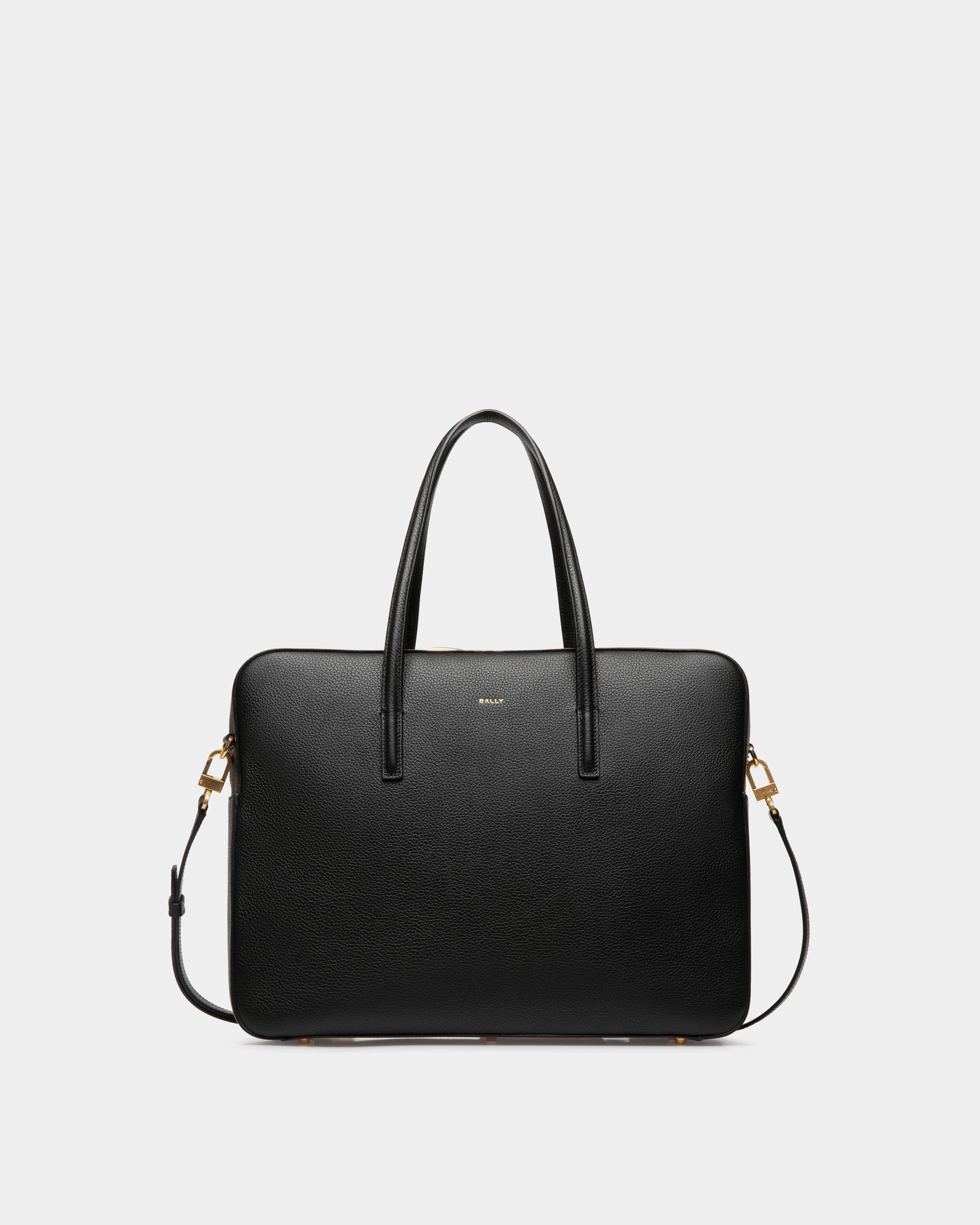 Bally Global - Emblem Business Bag in Black Grained Leather - Black
