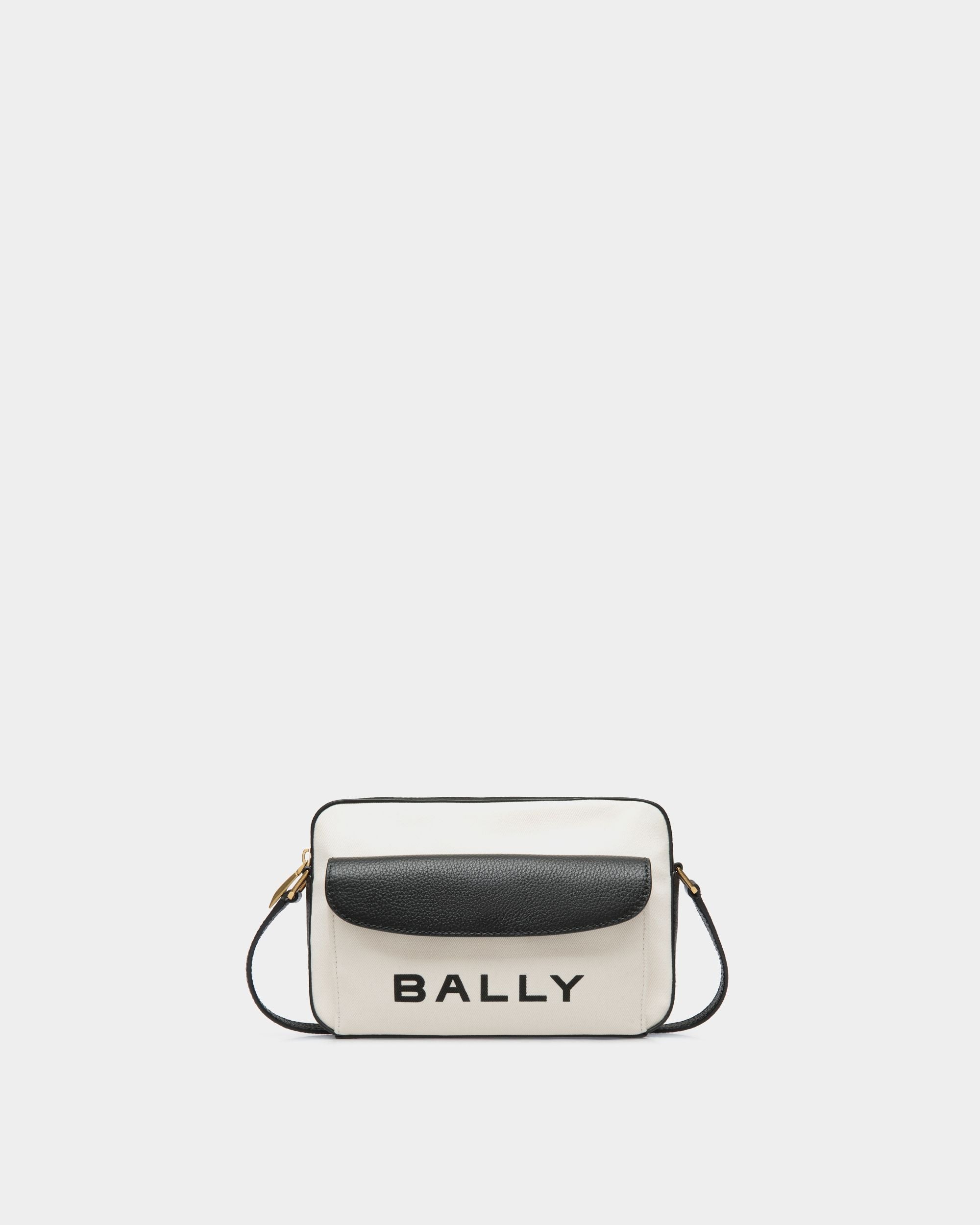 Bally Global - Bar Crossbody Bag In White Fabric And Black Leather - White