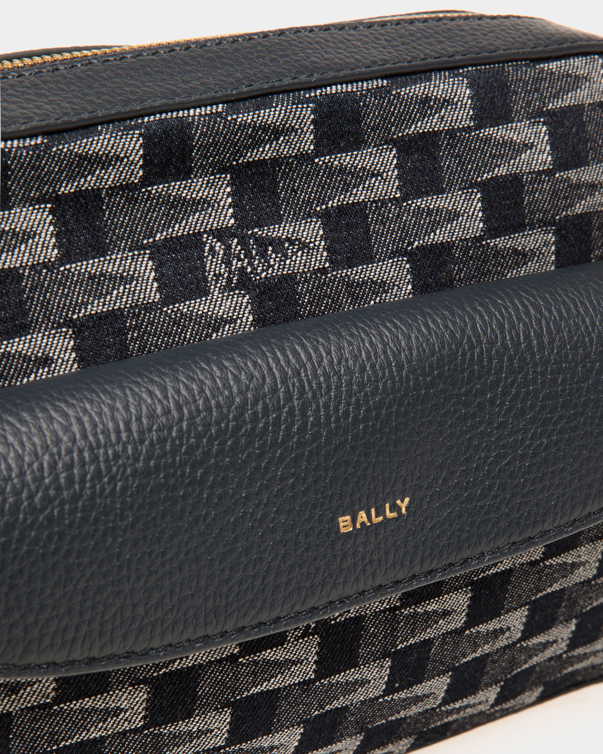 Bally Global - Bar Crossbody Bag in Blue Pennant Motif Denim - Blue