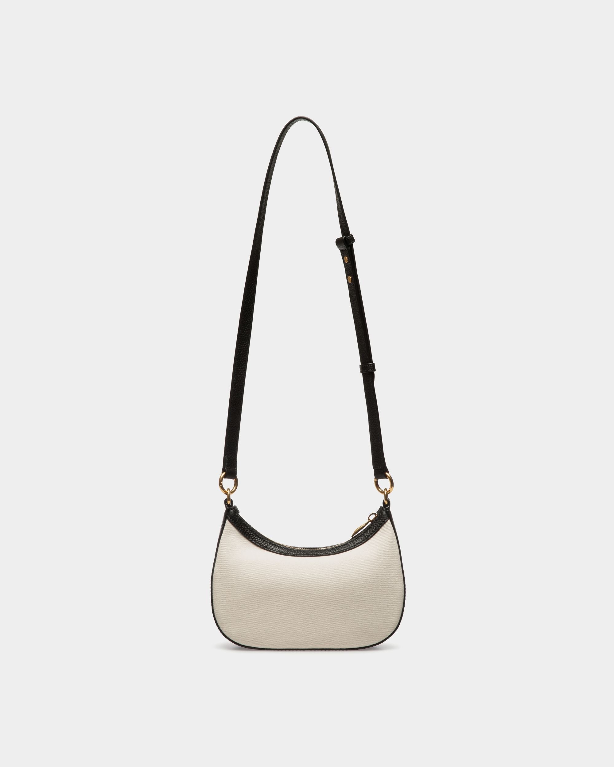 Bally Global - Bar Mini Crossbody Bag In White Canvas And Black Leather - White