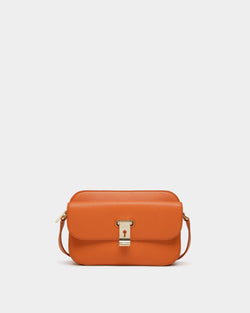 Lock Me Small Crossbody Bag in Koi Orange Grained Leather