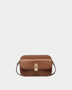 Petit Sac À Bandoulière Lock Me En Cuir Grainé Marron