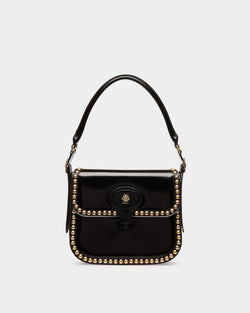 Beckett Crossbody Bag in Black Leather With Studs