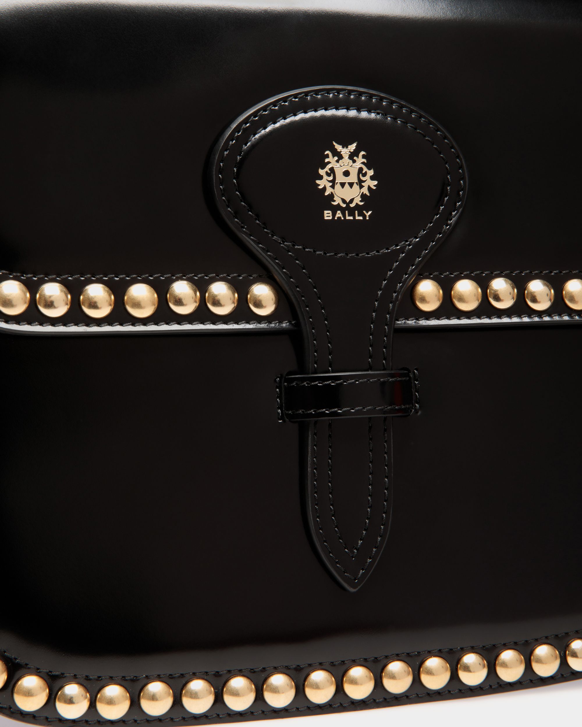 Bally Global - Beckett Crossbody Bag in Black Leather With Studs - Black