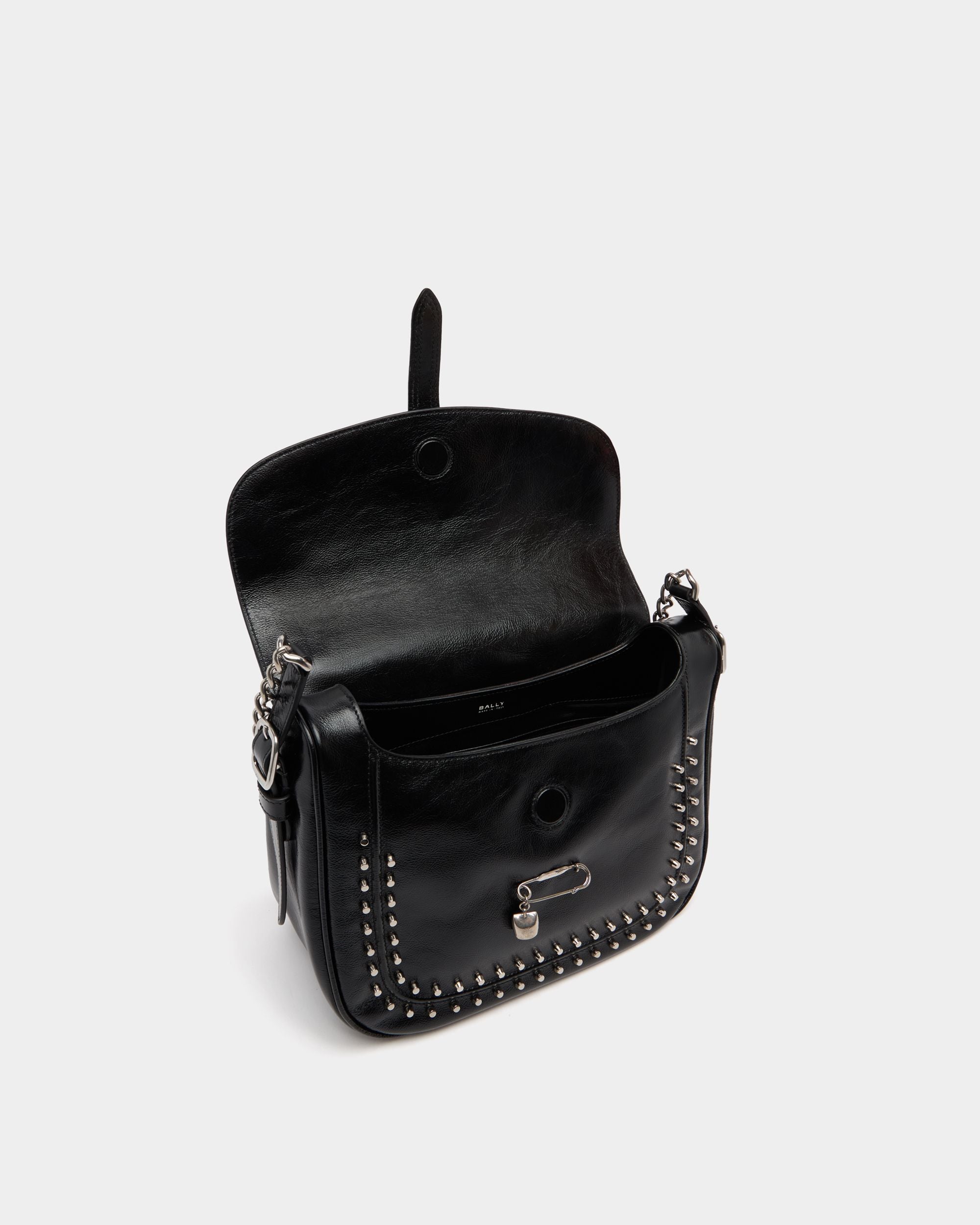 Bally Global - Beckett Soft Crossbody Bag in Black Leather With a Bally Pin and Studs - Black