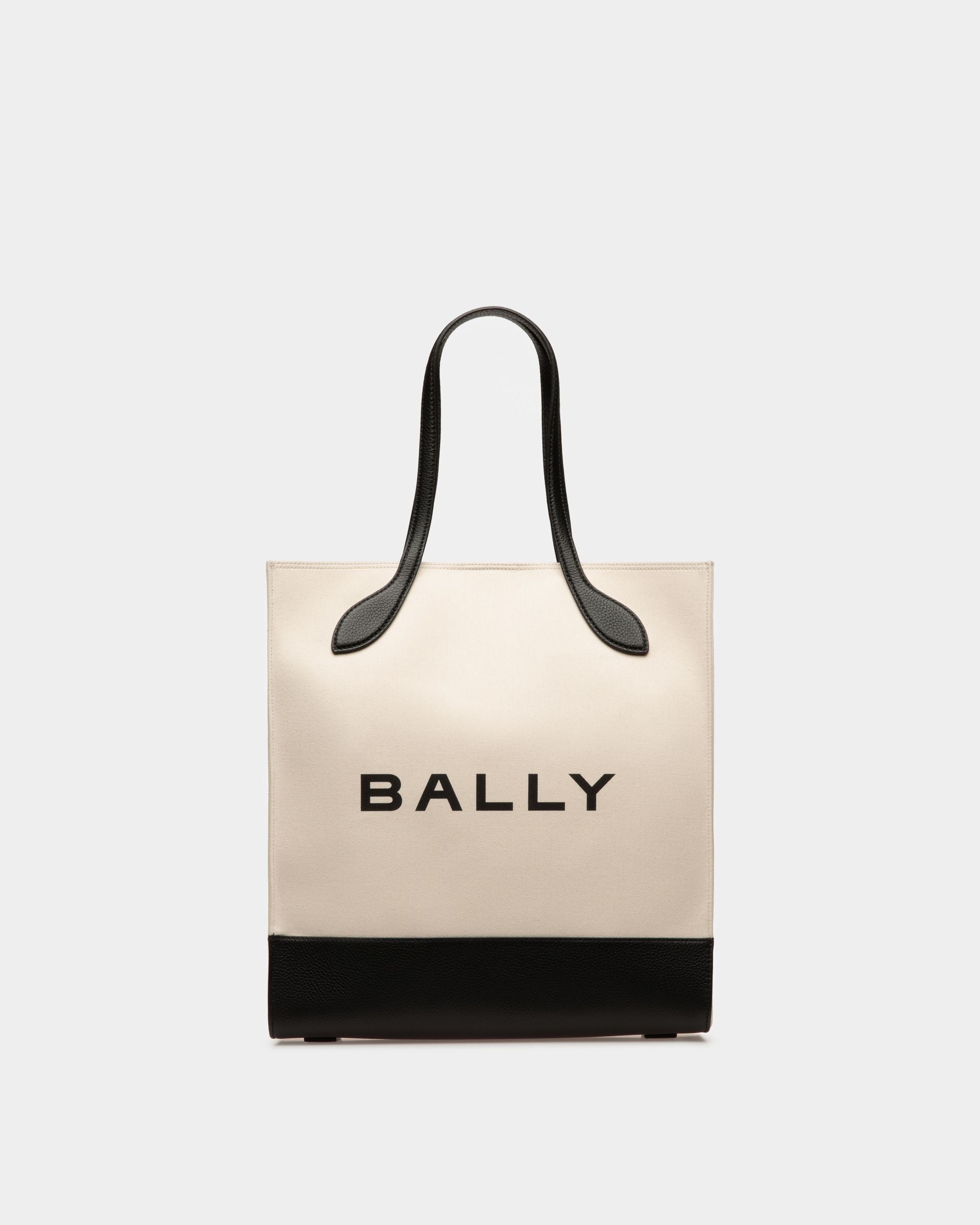Bally Global - Bar Tote Bag In Natural And Black Fabric - Beige