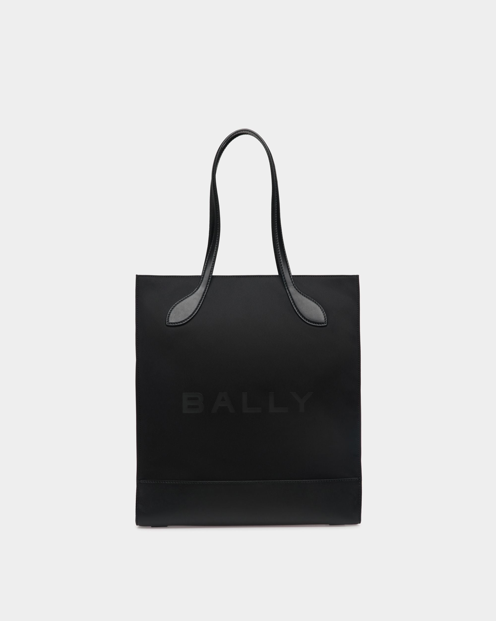 Bally Global - Bar Tote Bag In Black Nylon And Leather - Black