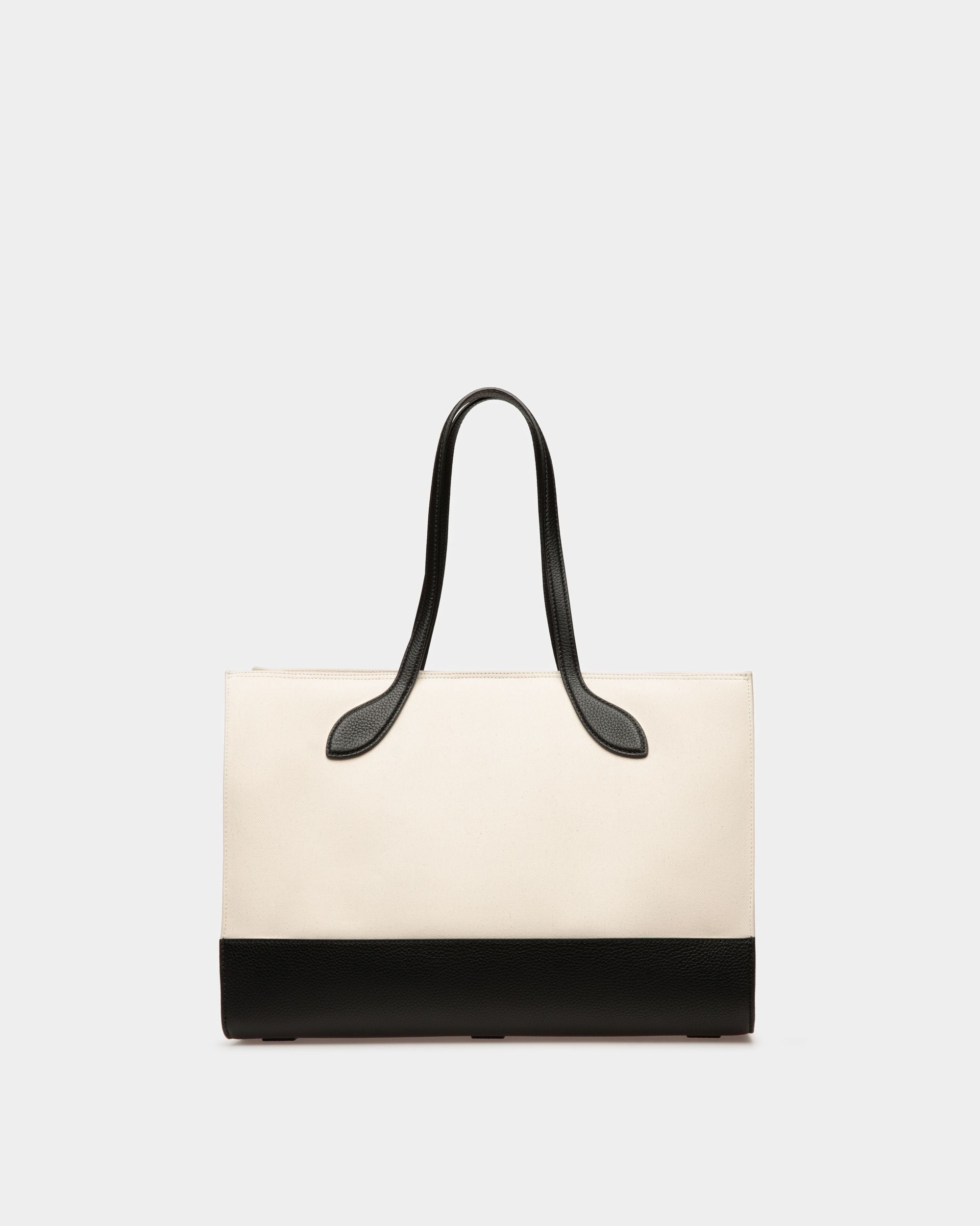 Bally Global - Bar Tote Bag In Natural And Black Fabric - Beige