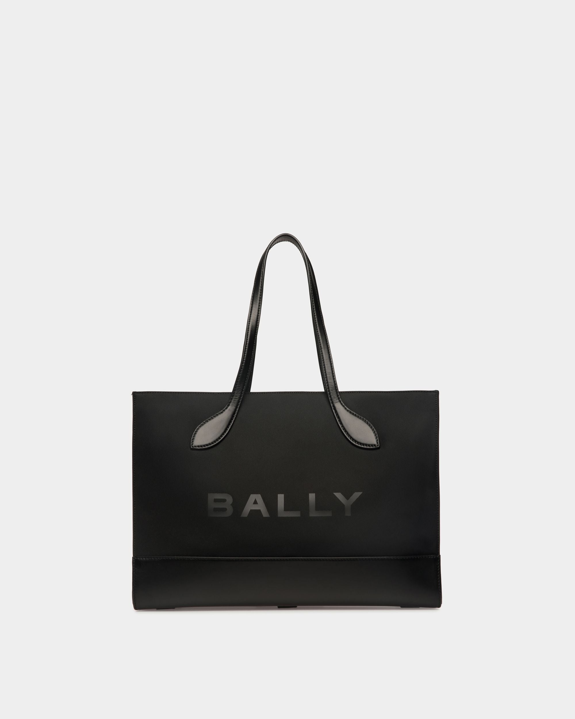 Bally Global - Bar Tote Bag In Black Nylon And Leather - Black