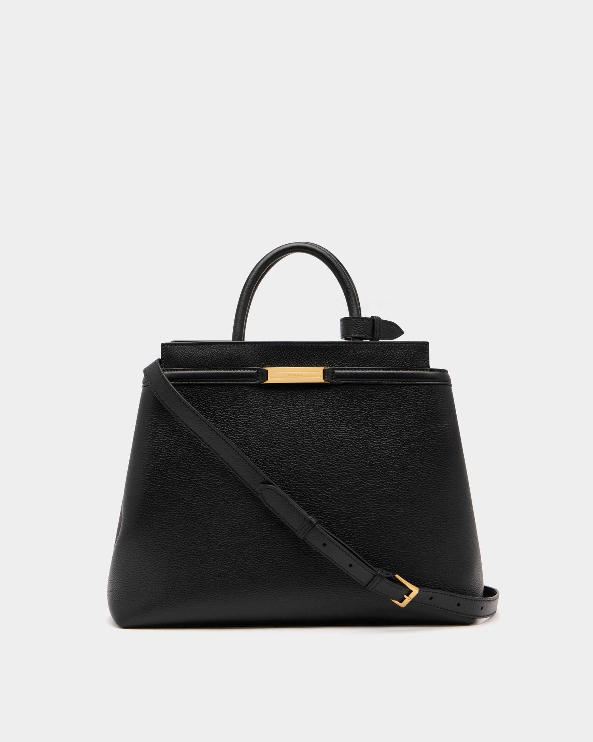 Bally Global - Deco Tote Bag in Black Grained Leather - Black