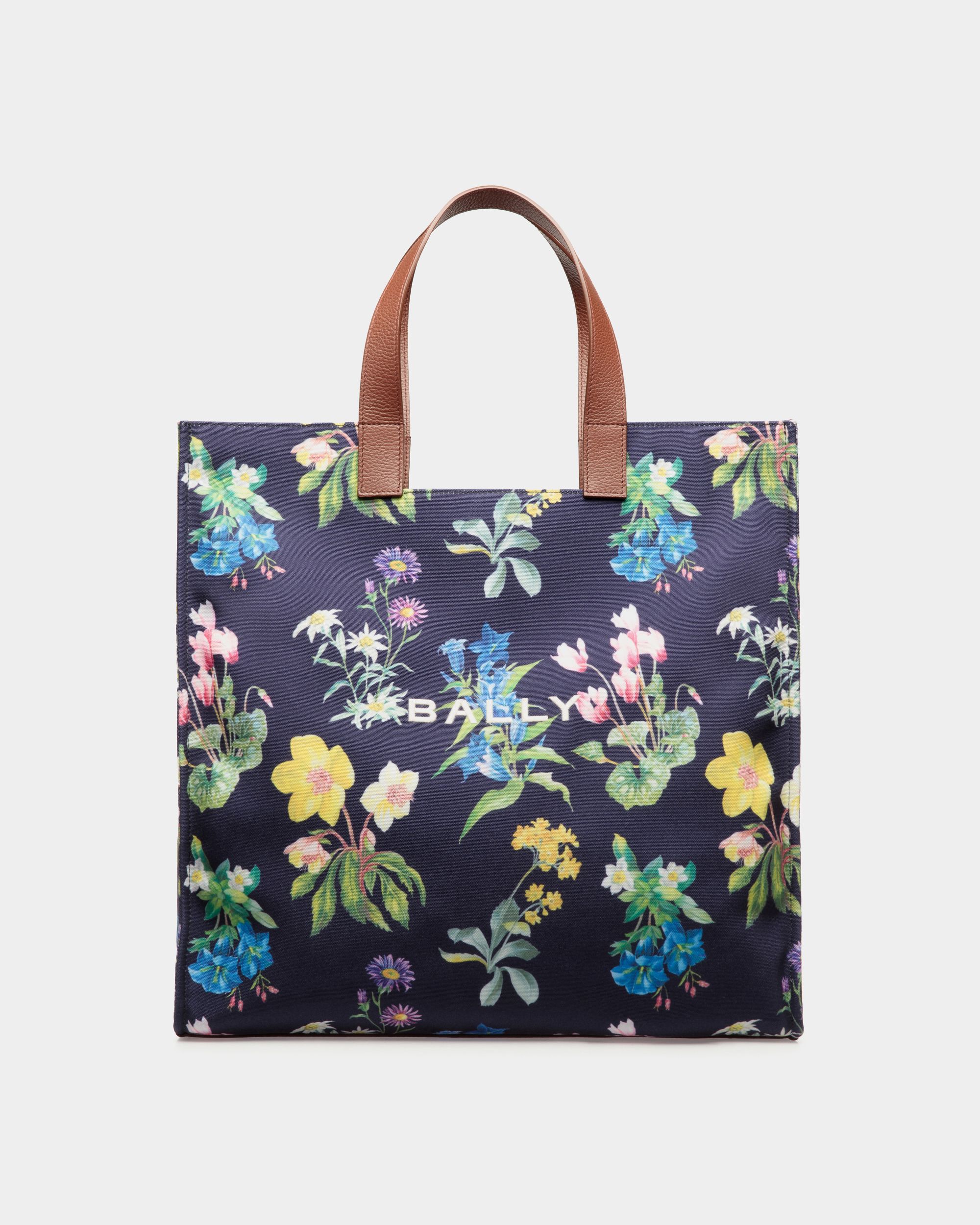 Bally Global - Bolso Tote Easy Bally De Piel Y Lona Con Estampado Mountain Flower - Azul