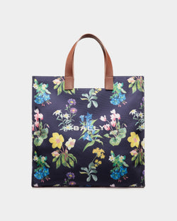 Bolso Tote Easy Bally De Piel Y Lona Con Estampado Mountain Flower