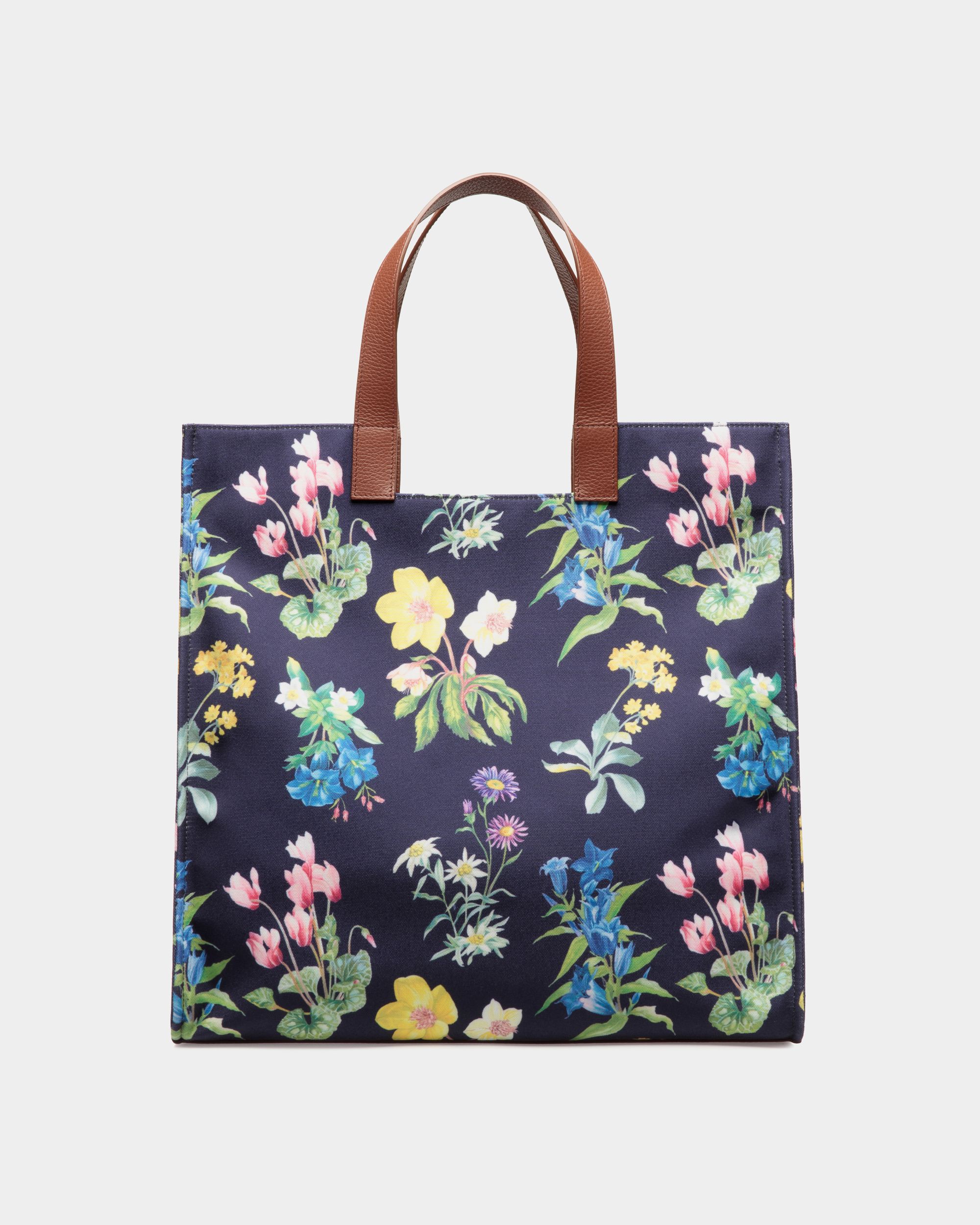 Bally Global - Bolso Tote Easy Bally De Piel Y Lona Con Estampado Mountain Flower - Azul