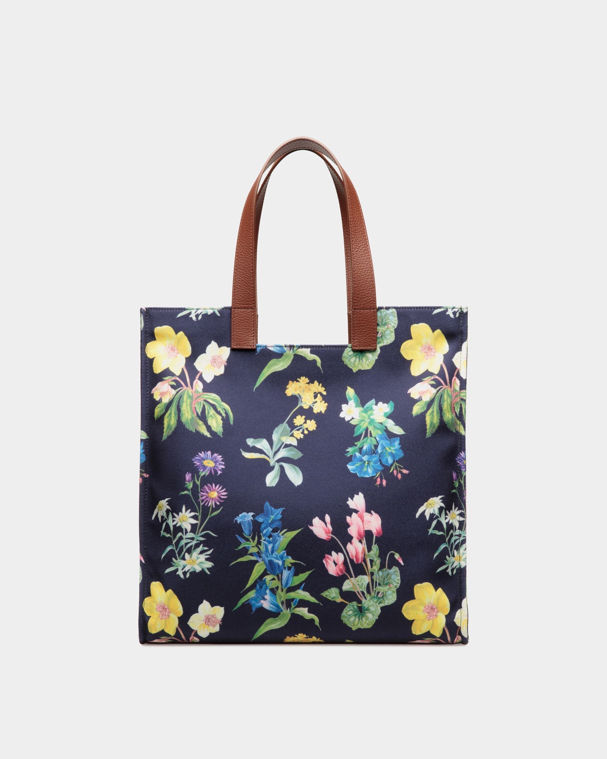 Bally Global - Easy Bally Tote Bag In Mountain Flower Print Canvas And Leather - Azul
