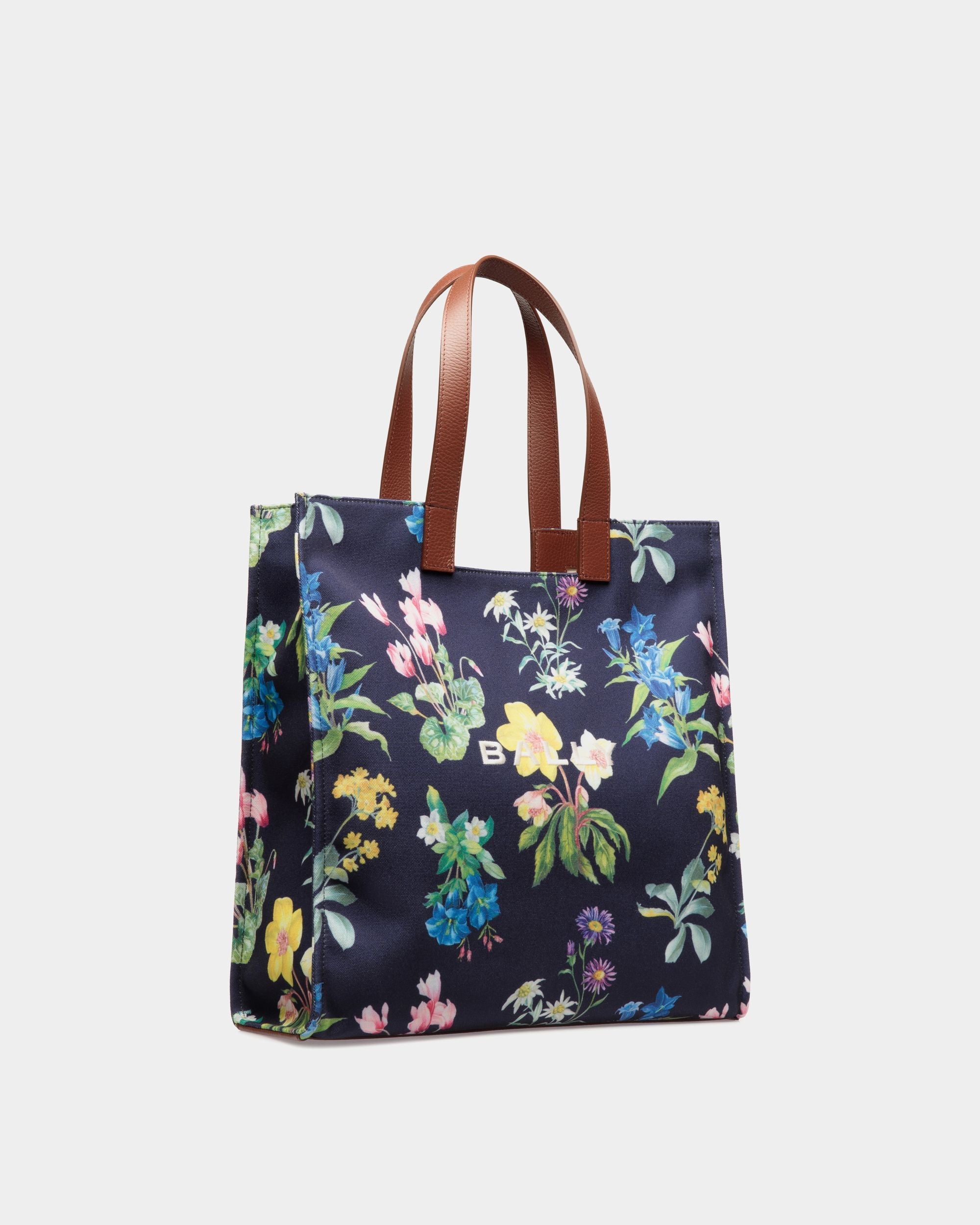 Bally Global - Easy Bally Tote Bag In Mountain Flower Print Canvas And Leather - Azul