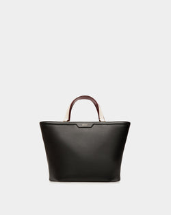 Code Small Tote Bag in Black Leather