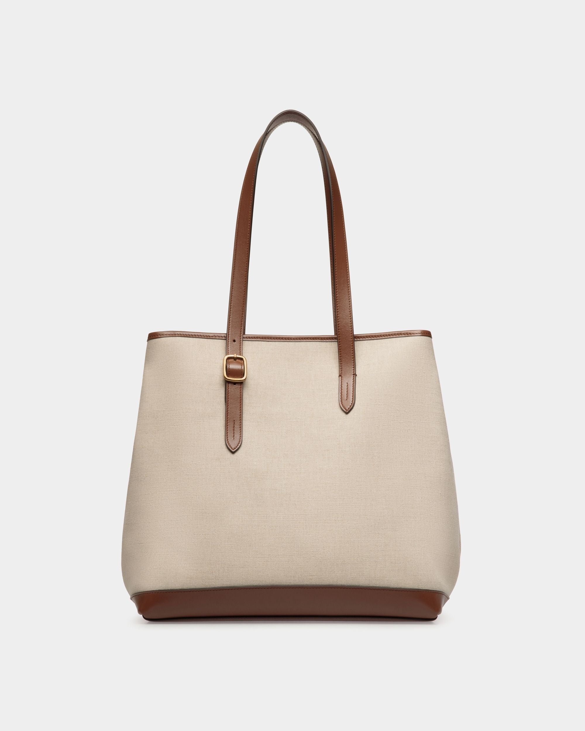 Bally Global - Bolso Tote Beckett De Lona Natural Y Piel Marrón - Beige