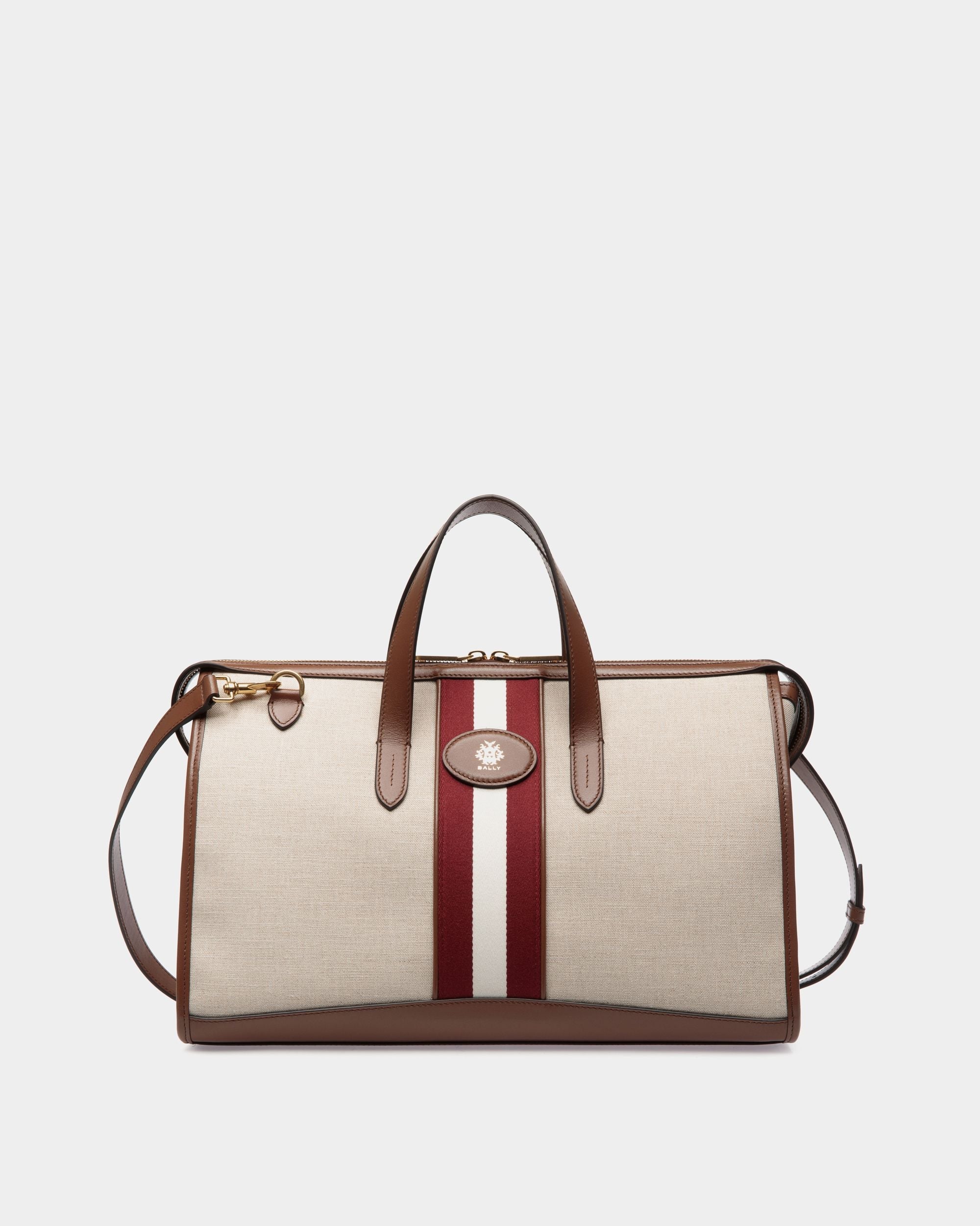 Bally Global - Beckett Tote Bag in Natural Canvas and Brown Leather - Beige