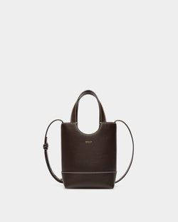 Easy Bally Small Tote Bag in Ebano Leather