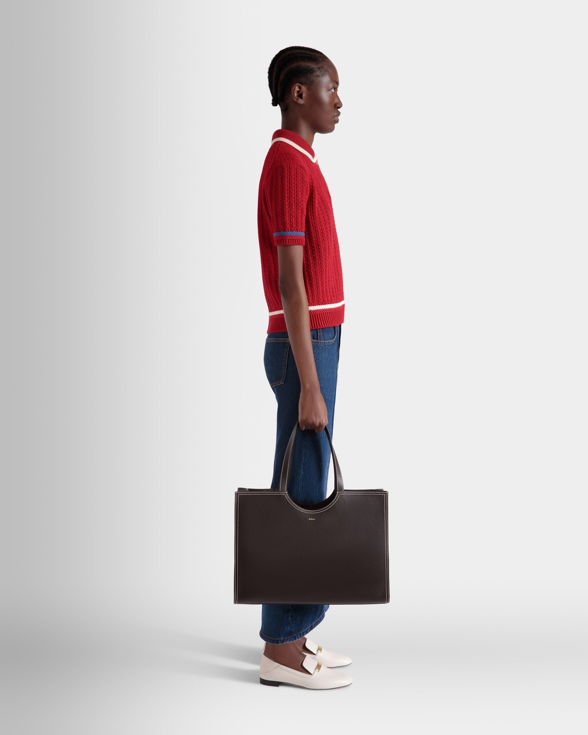 Bally Global - Easy Bally Tote Bag in Ebano Leather - Brown