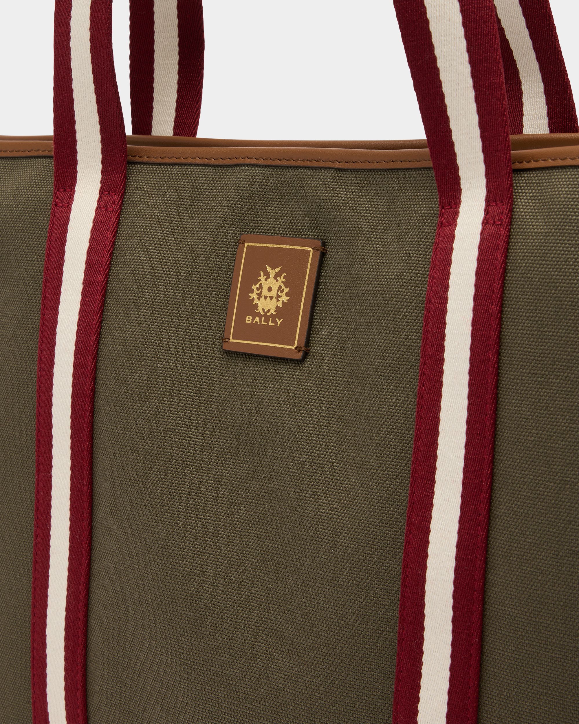 Bally Global - Edelbliss Tote Bag in Military Green Canvas with Bally Ribbon - Green