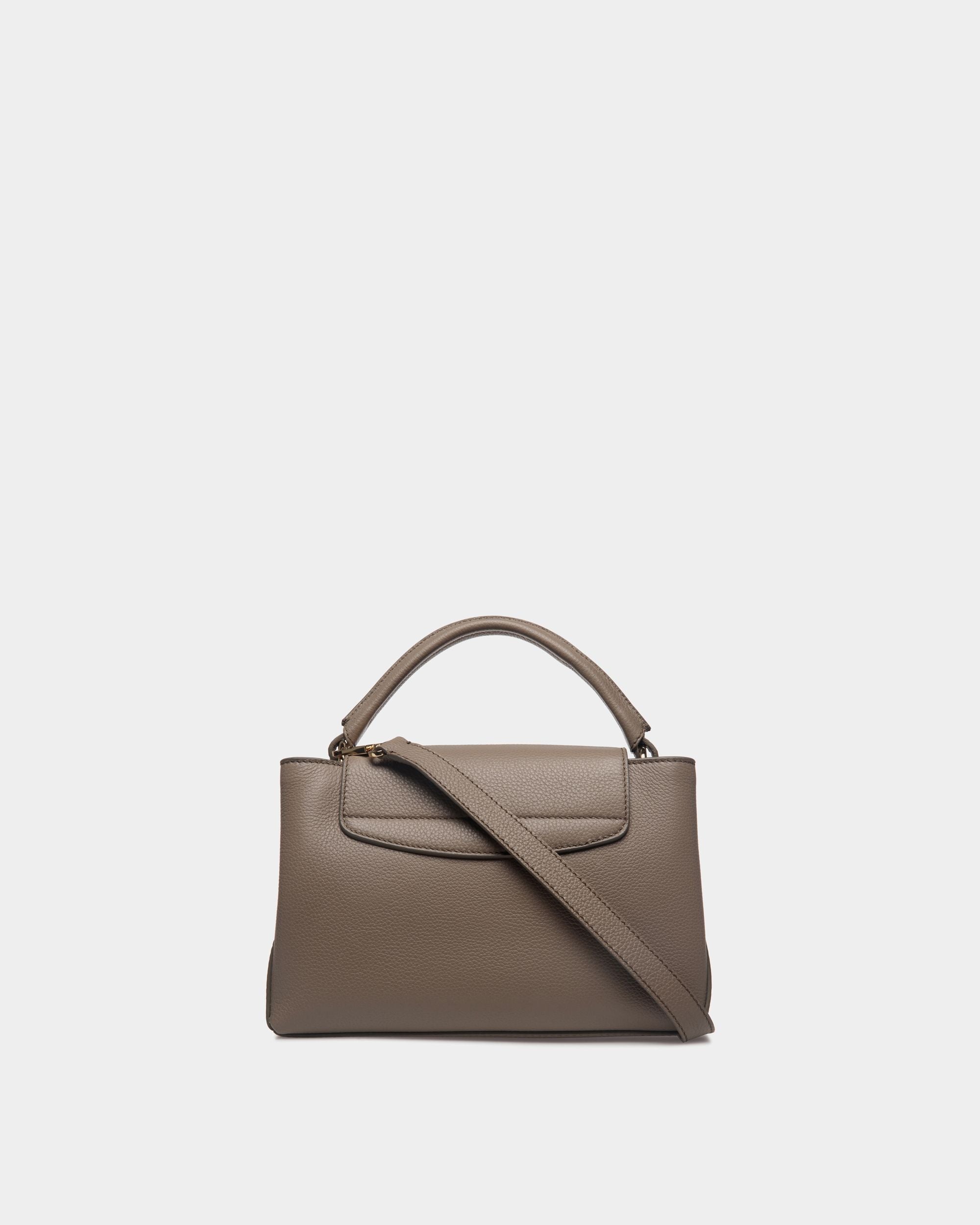 Bally Global - Lock Me Small Top Handle Bag In Taupe Grained Leather - Brown