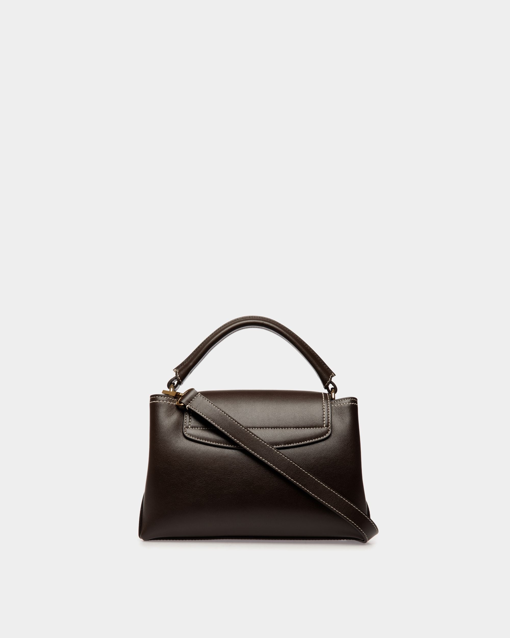 Bally Global - Lock Me Small Top Handle Bag in Ebano Leather - Brown